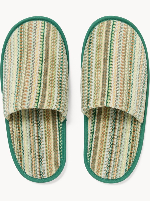 Ciabatte in velour di puro cotone con lavorazione jacquard a righe - Prezzo di lancio