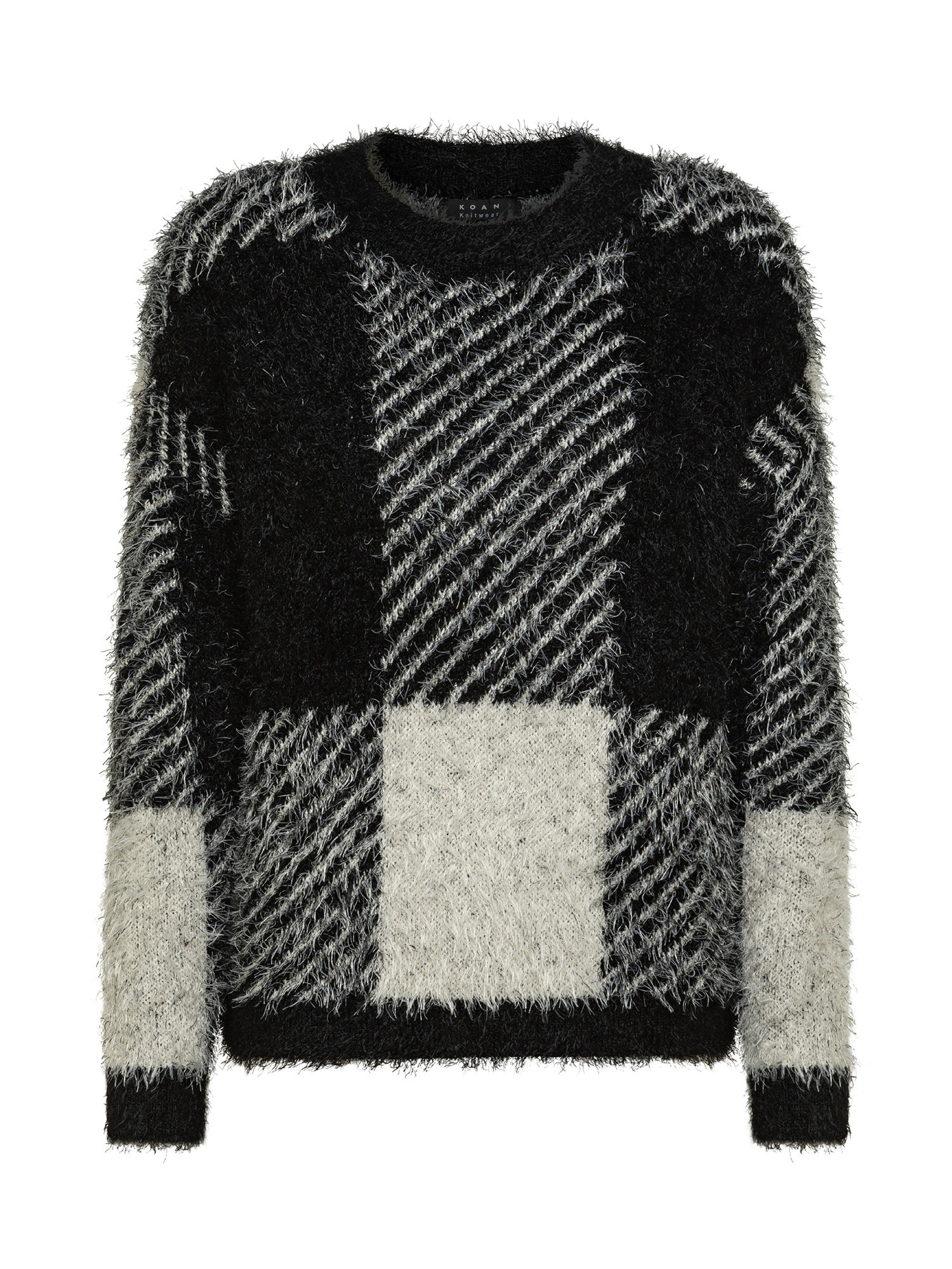 Koan - Checked crewneck pullover, Black, large image number 0