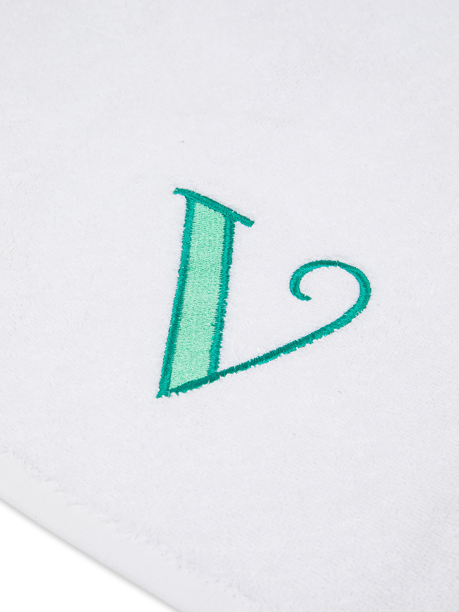 Set asciugamano in spugna ospite e viso con monogramma lettera, Verde, large image number 2