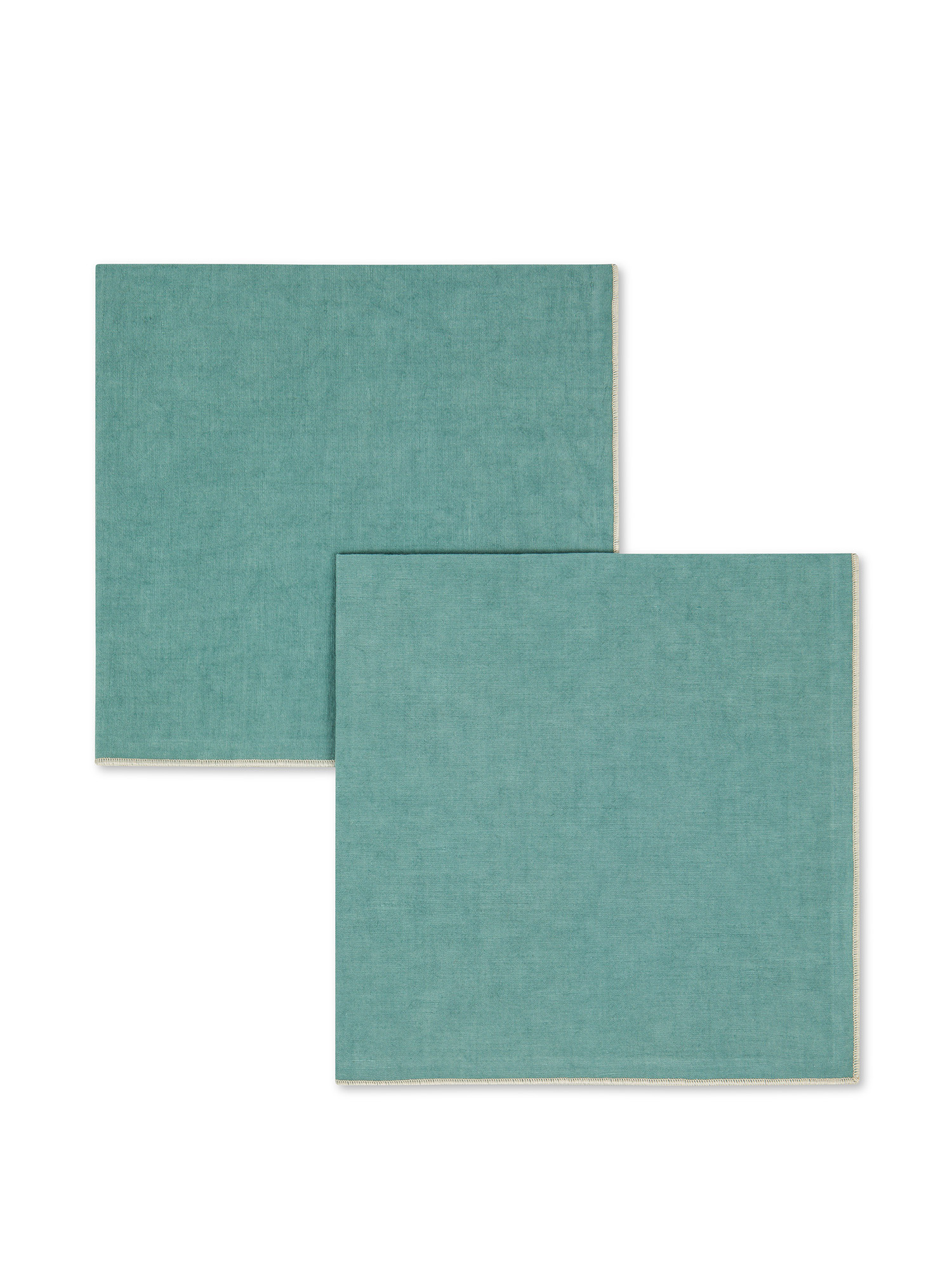 Set of 2 solid color linen blend napkins, Teal, large image number 0