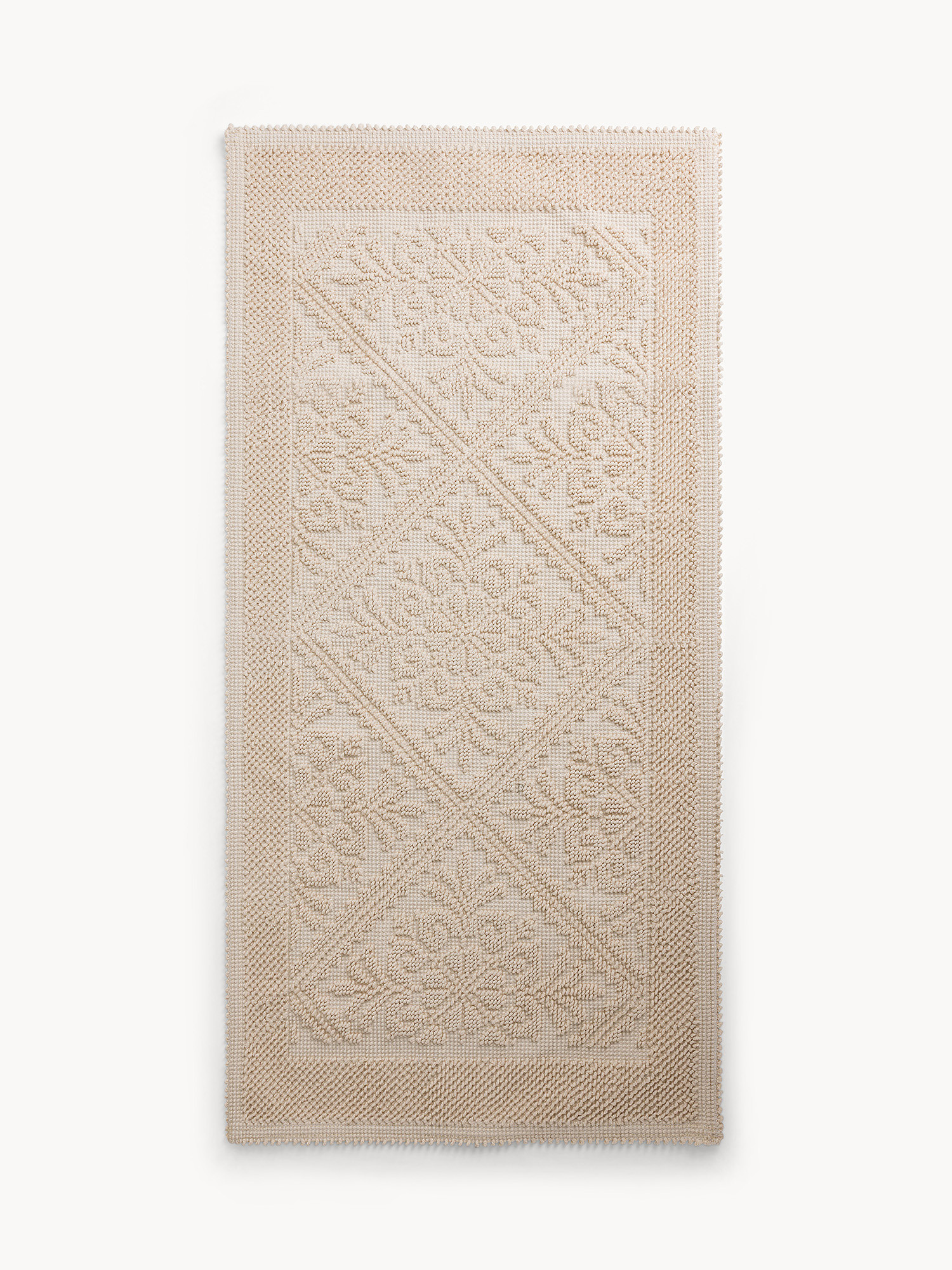 Tappeto da cucina sardo in puro cotone tinta unita, Beige chiaro, large image number 0