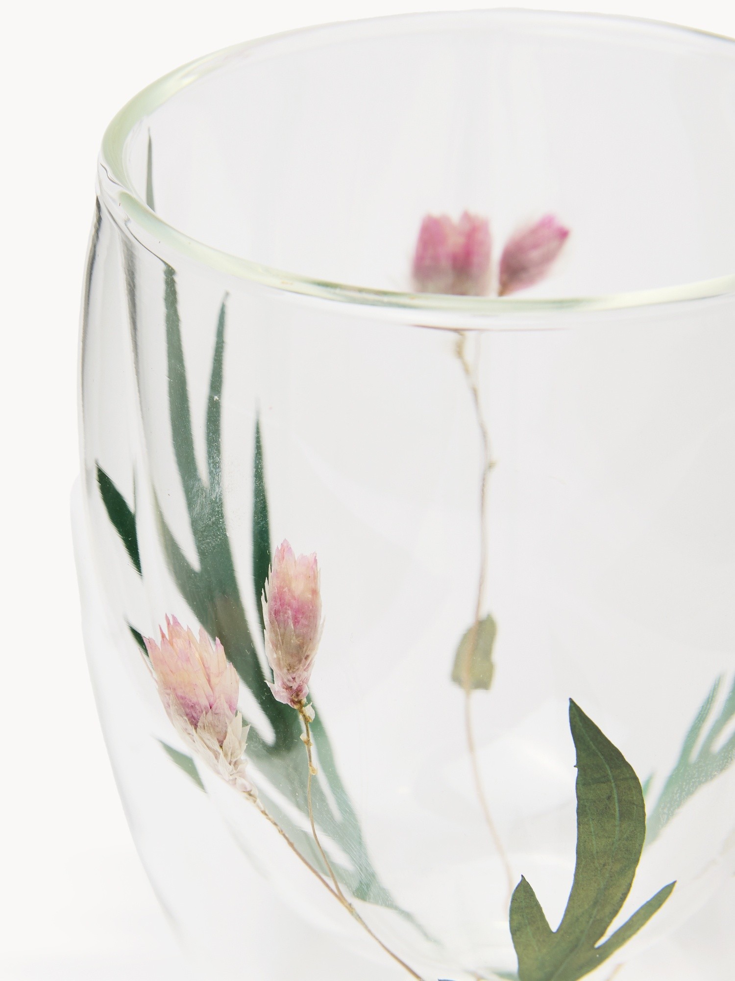 Double-Walled Mug with Flowers, Transparent, large image number 1