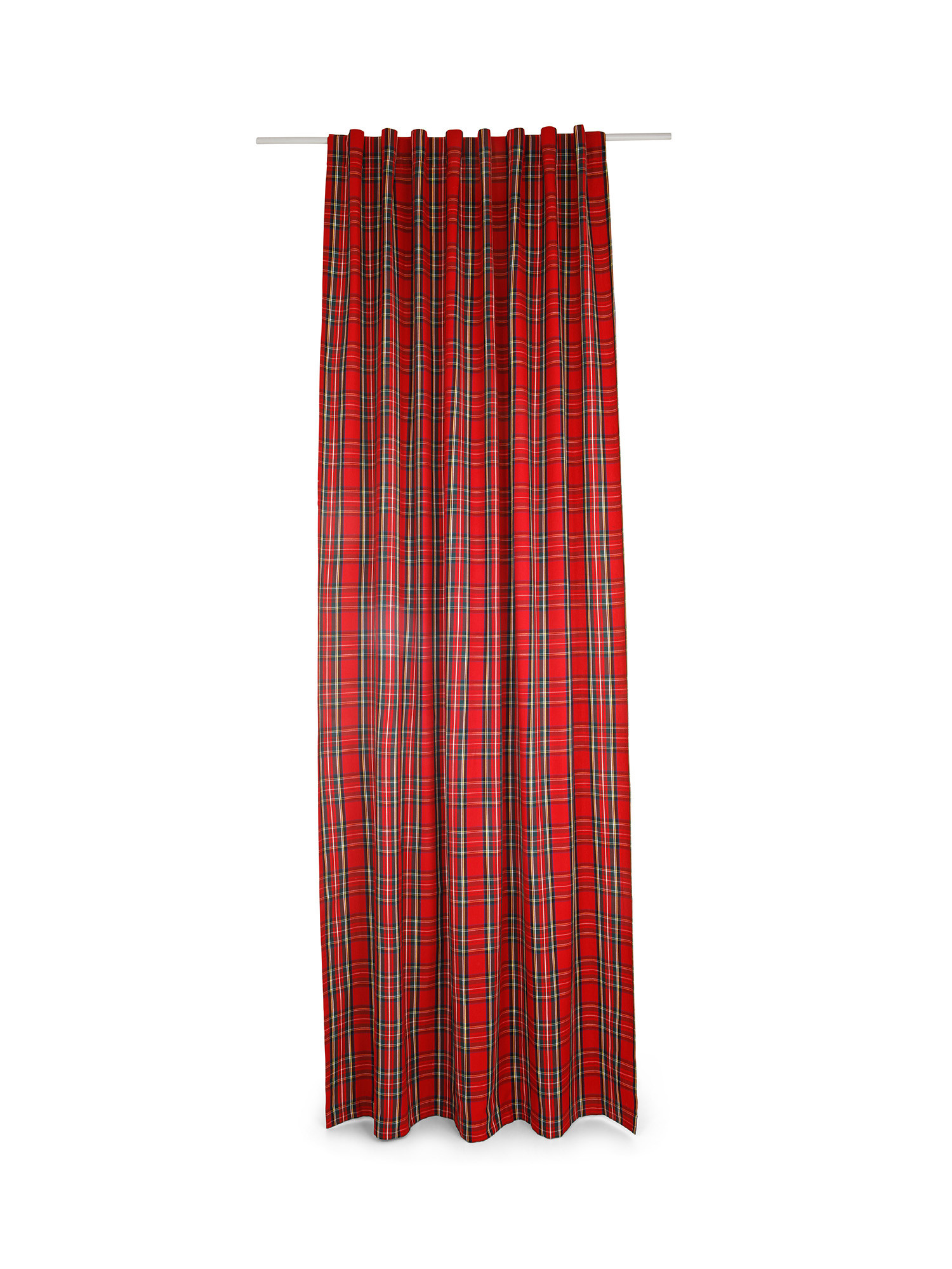 Tartan curtain with laces, Red, large image number 0