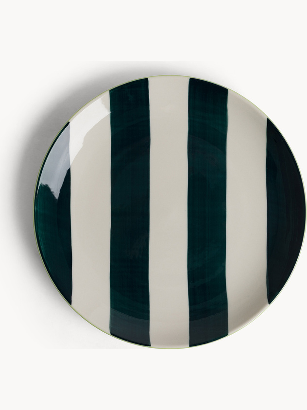 Piatto piano in ceramica a righe