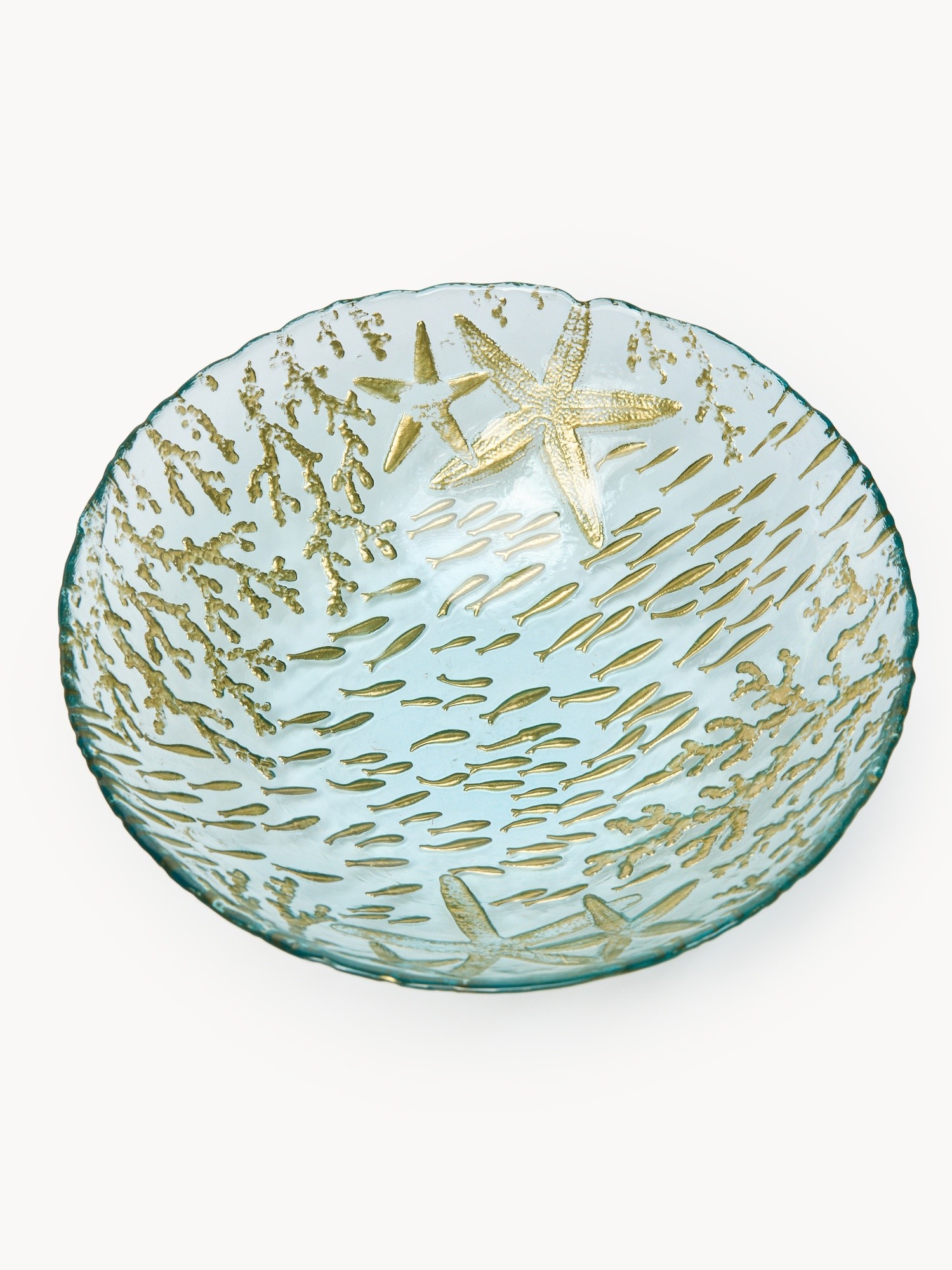 Glass bowl with fish detail, Gold, large image number 1