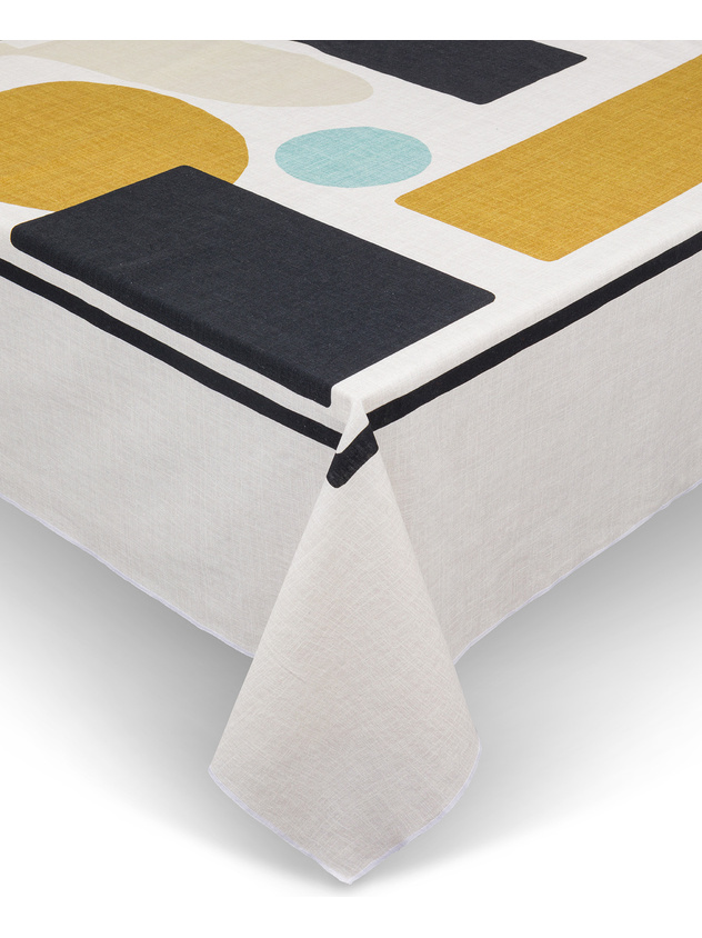 Tovaglia misto lino stampa geometrica