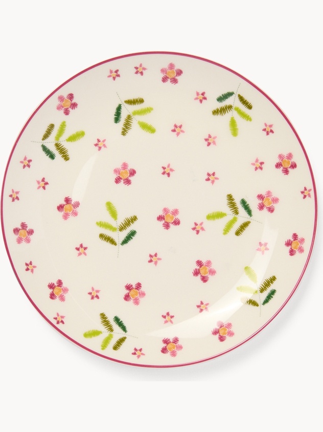 Piattino pane in new bone china motivo rose - Prezzo di lancio