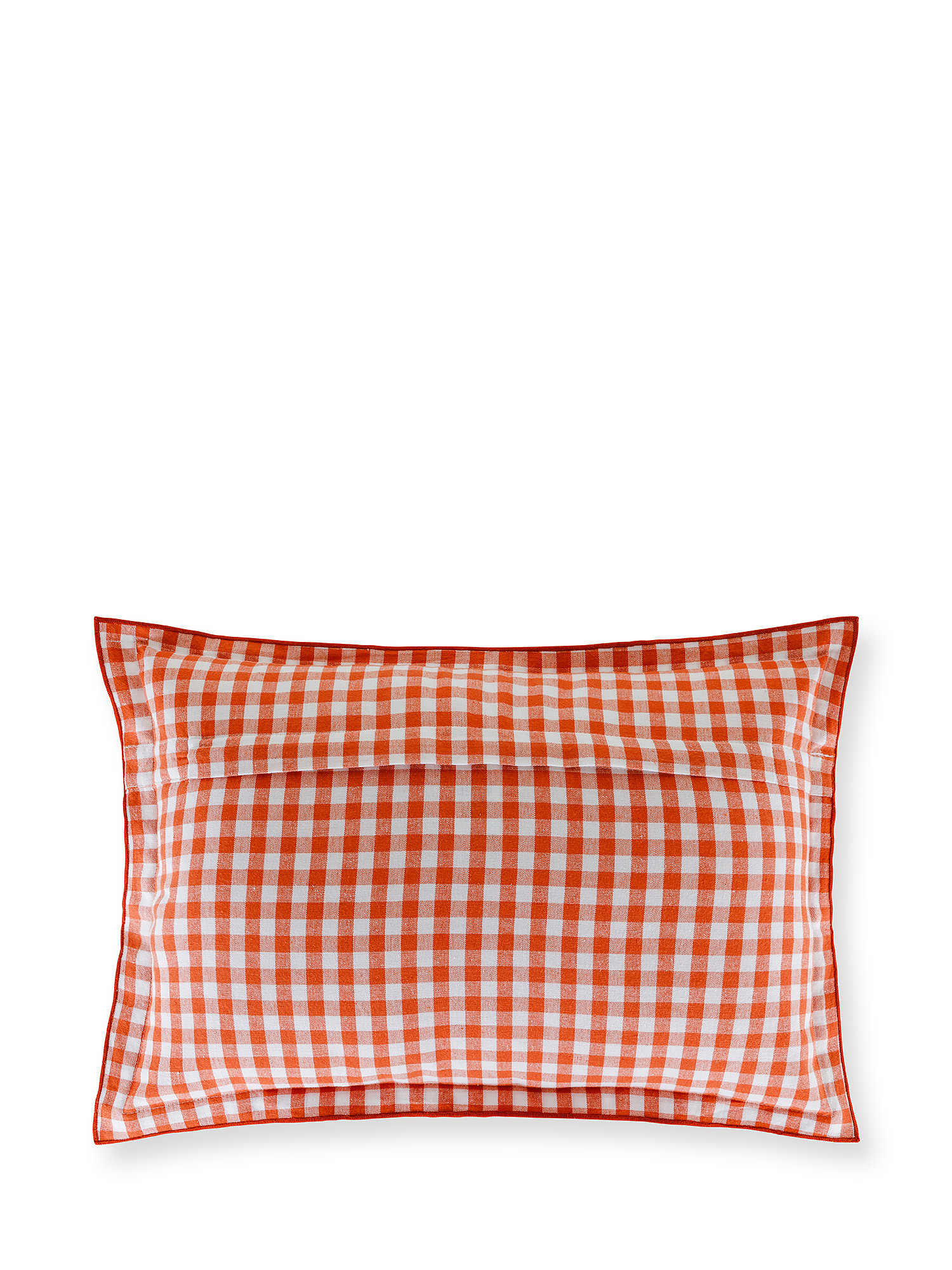 Washed cotton cushion with checks 35x50cm, Red, large image number 1