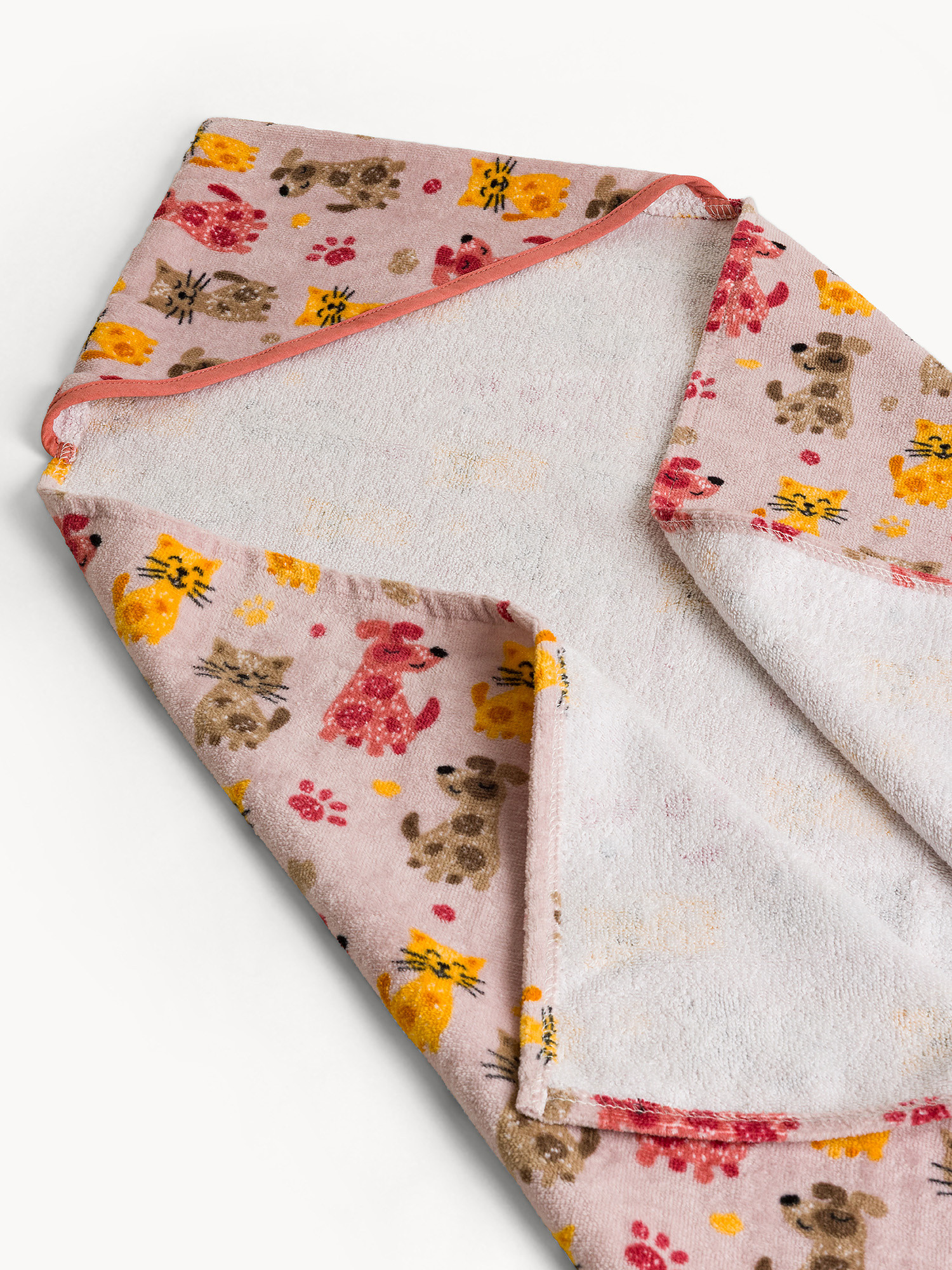 Asciugamano in cotone velour stampa animaletti, Rosa, large image number 1