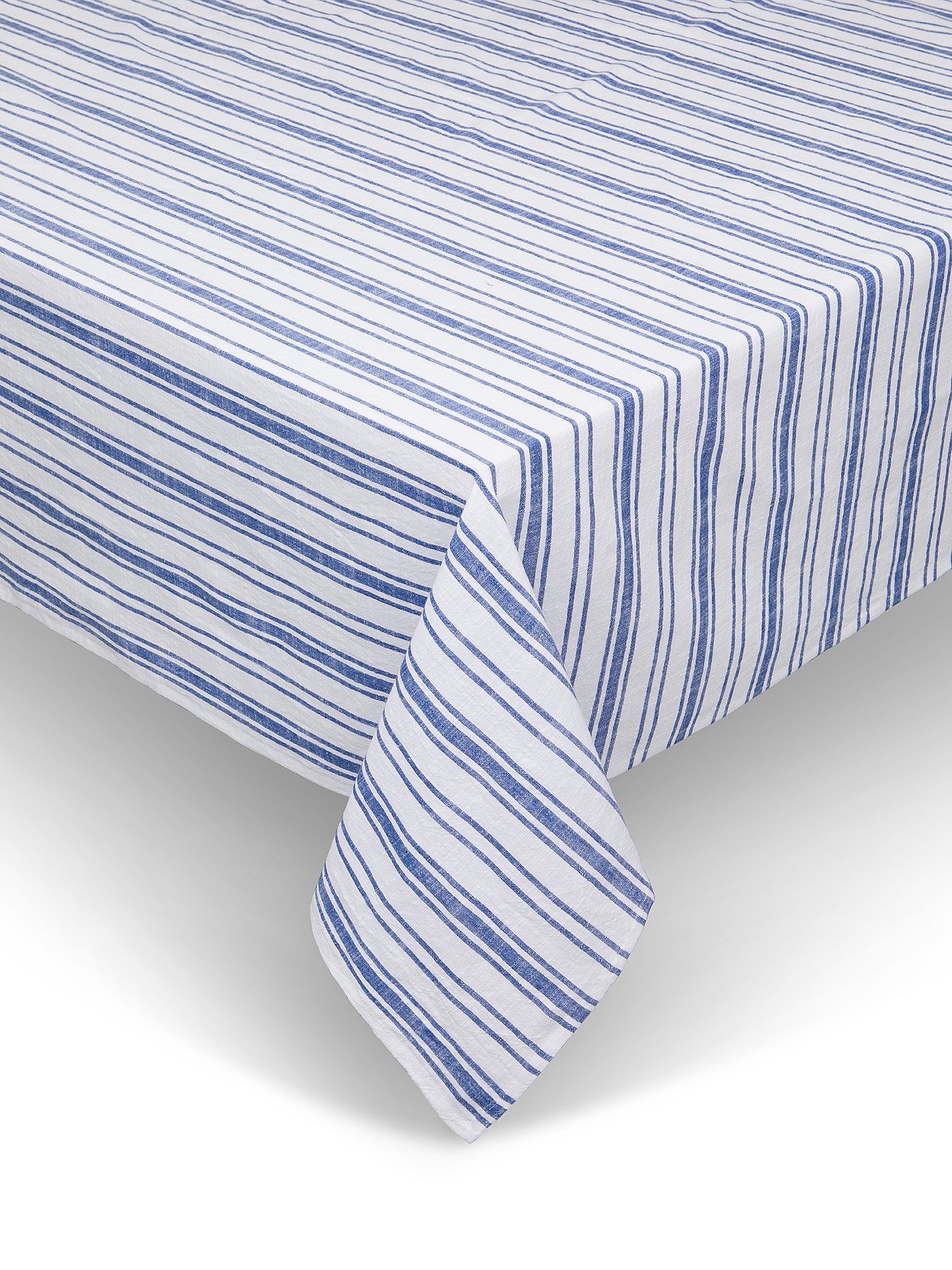 100% cotton slub striped tablecloth, Blue, large image number 0