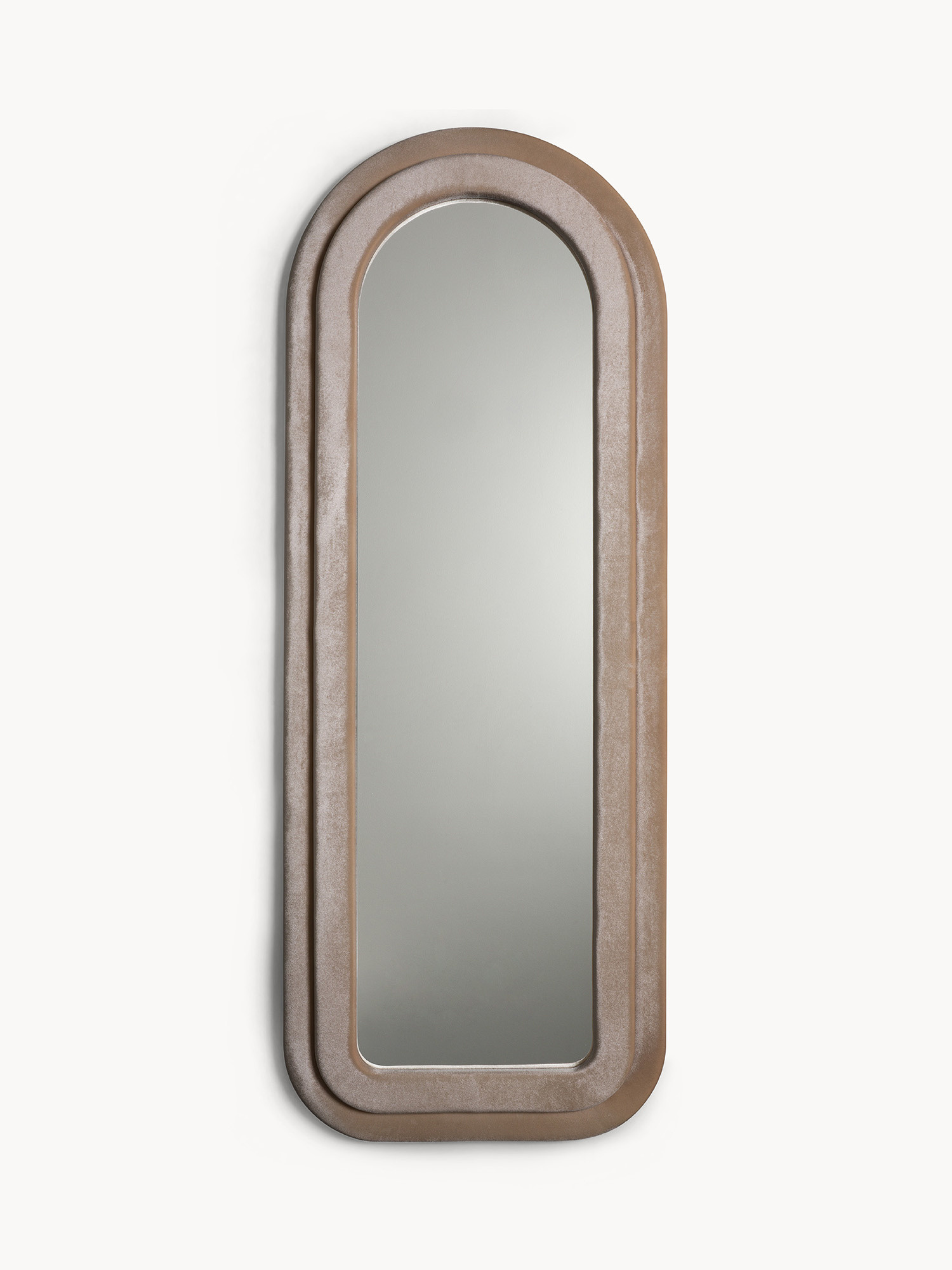 Specchio con cornice in tessuto, Beige, large image number 0