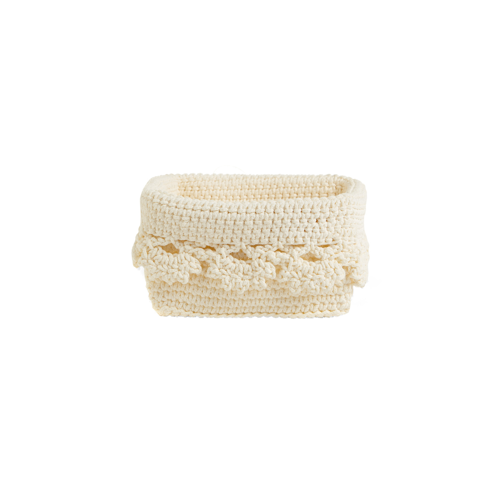 Crocheted basket, White, large image number 0