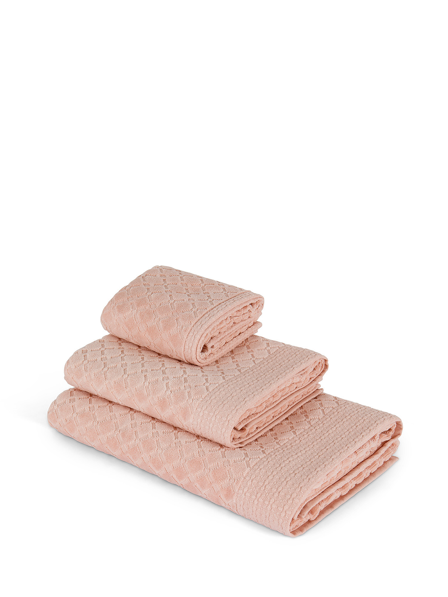 Cotton velor towel with flower motif, Pink, large image number 0