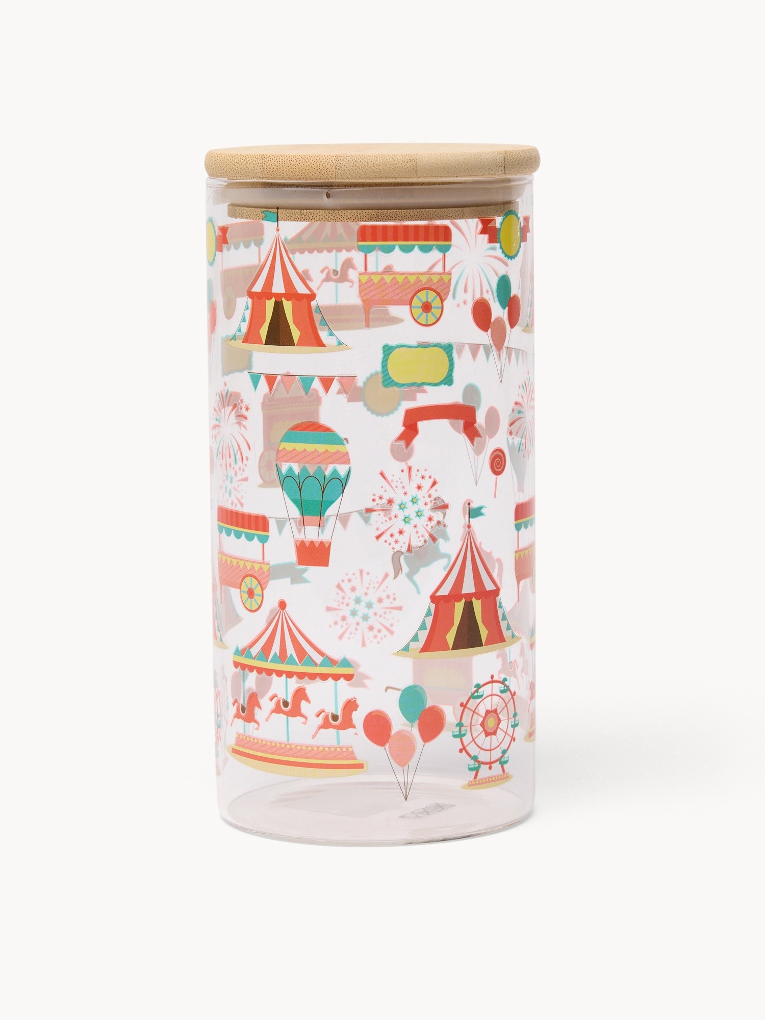 Borosilicate glass jar with bamboo lid - Introductory price, Bianco/Rosso, large image number 0