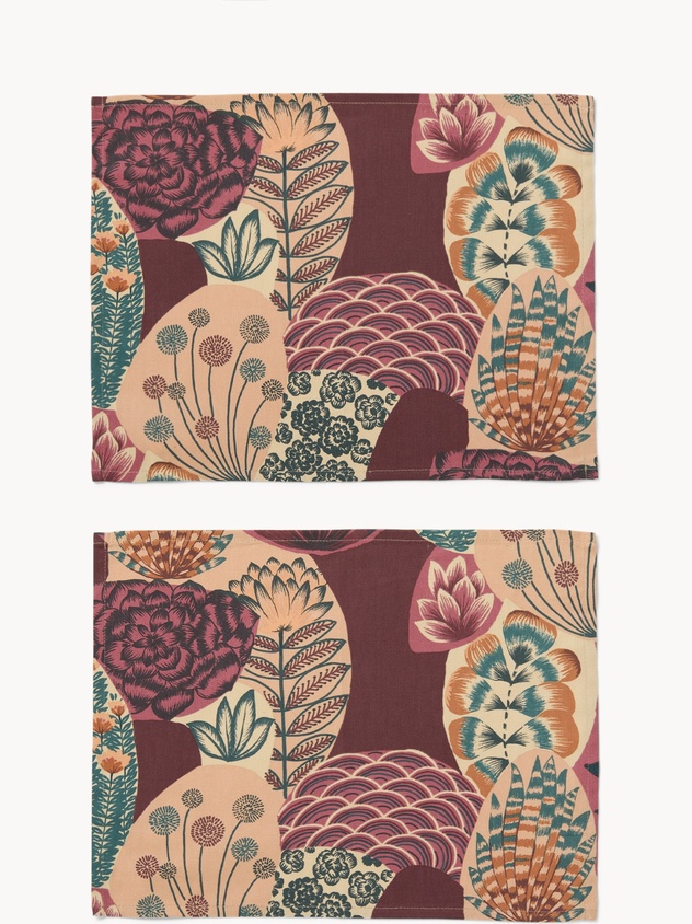 Set di 2 tovagliette in panama di cotone con stampa cactus - Prezzo di lancio