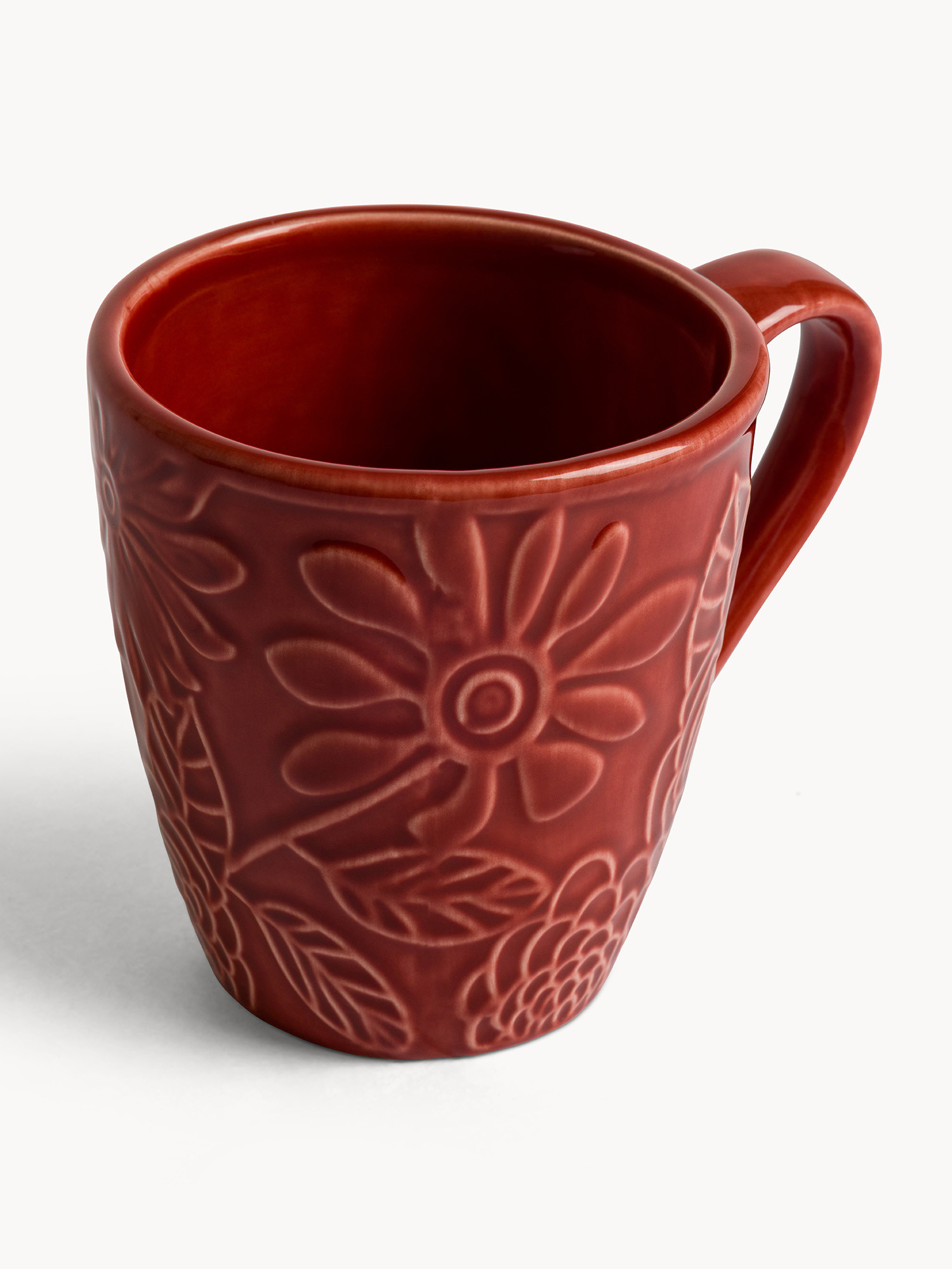 Mug in stoneware con fiori in rilievo, Multicolor, large image number 2