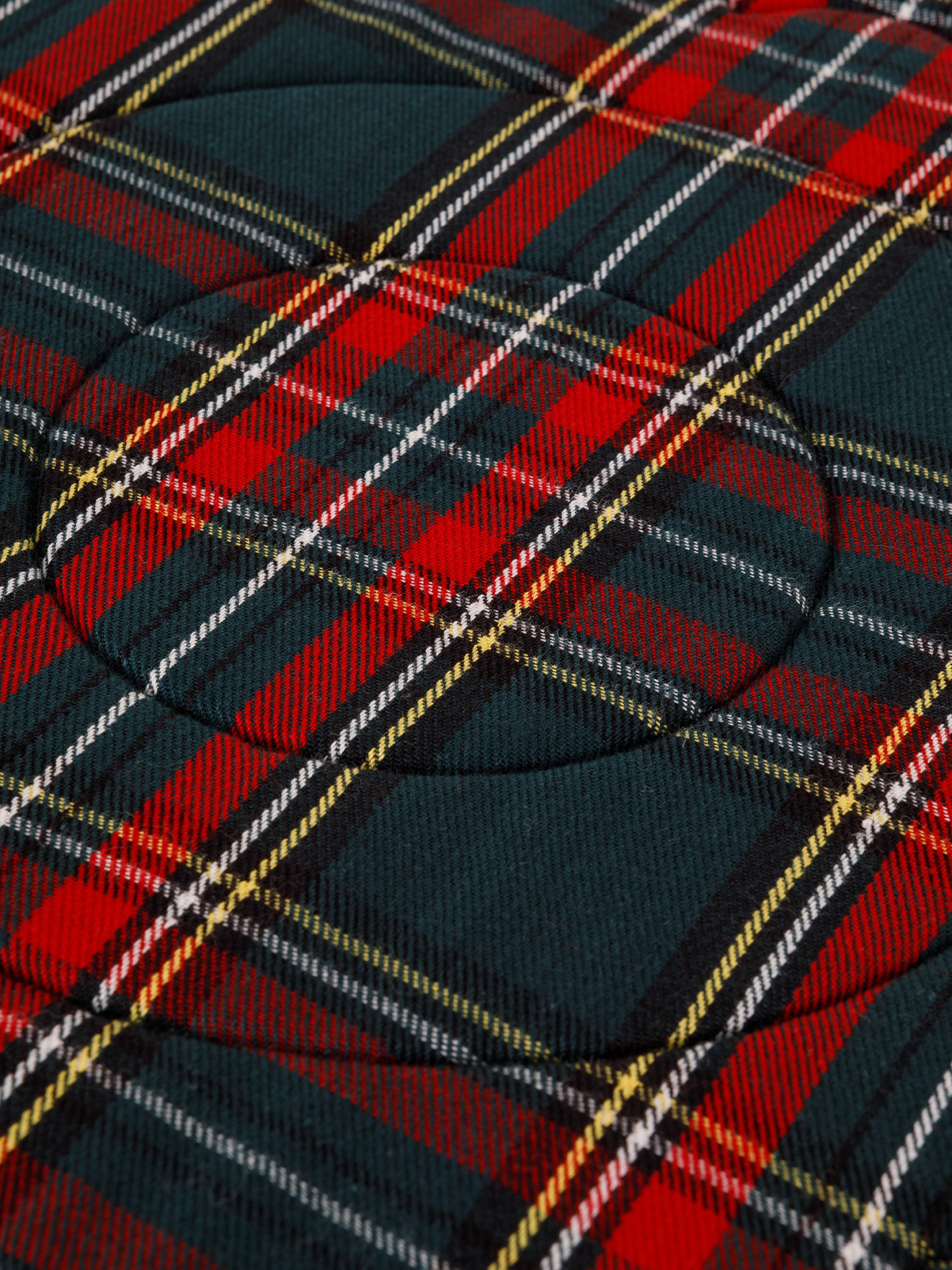 Round quilted tartan cotton twill placemat, Dark Green, large image number 1