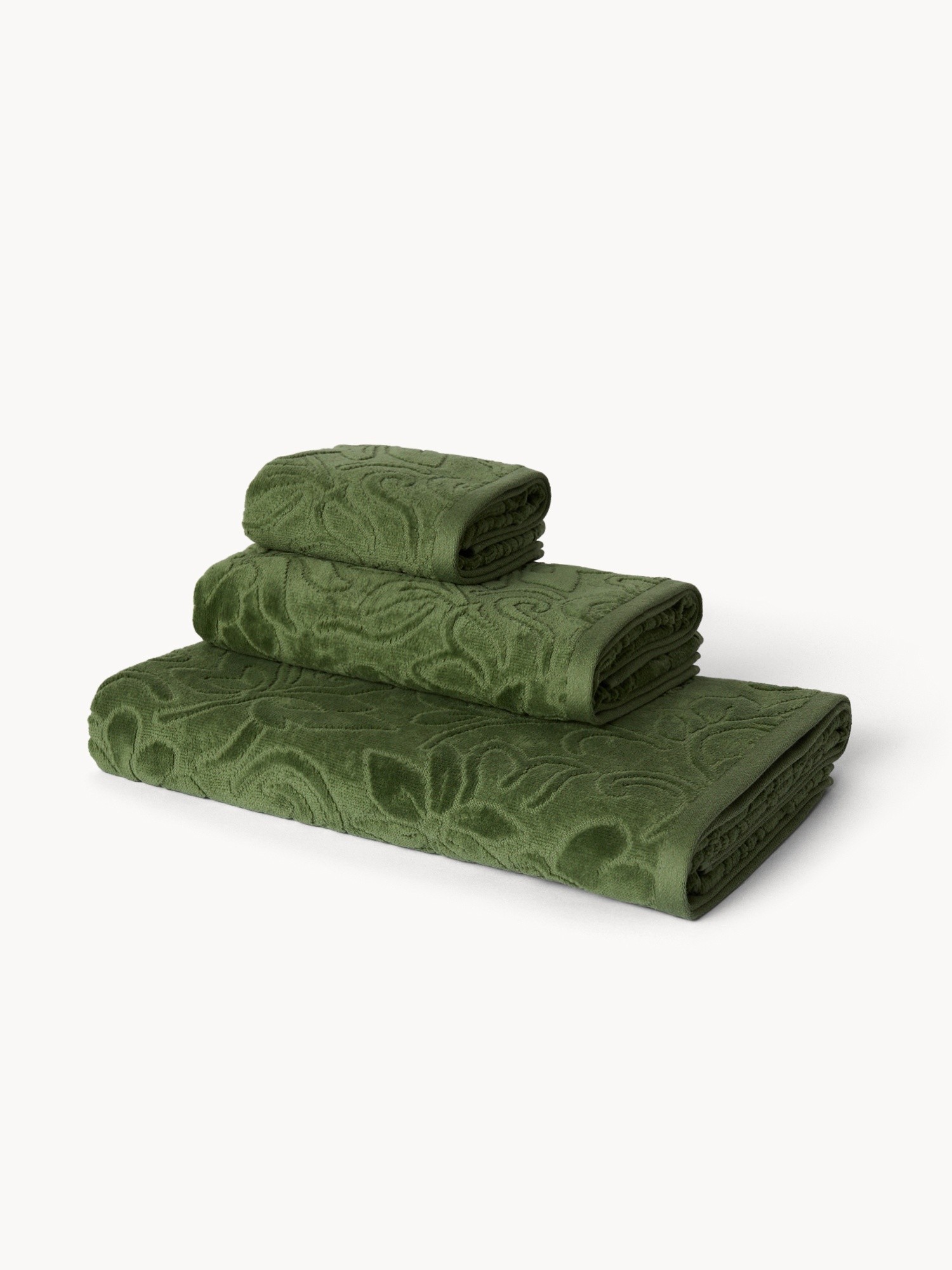 Asciugamano con fantasia floreale in puro cotone velour - Prezzo di lancio, Verde, large image number 0