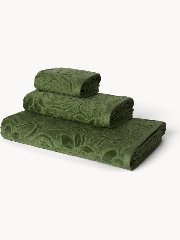 Asciugamano con fantasia damascata in puro cotone velour - Prezzo di lancio