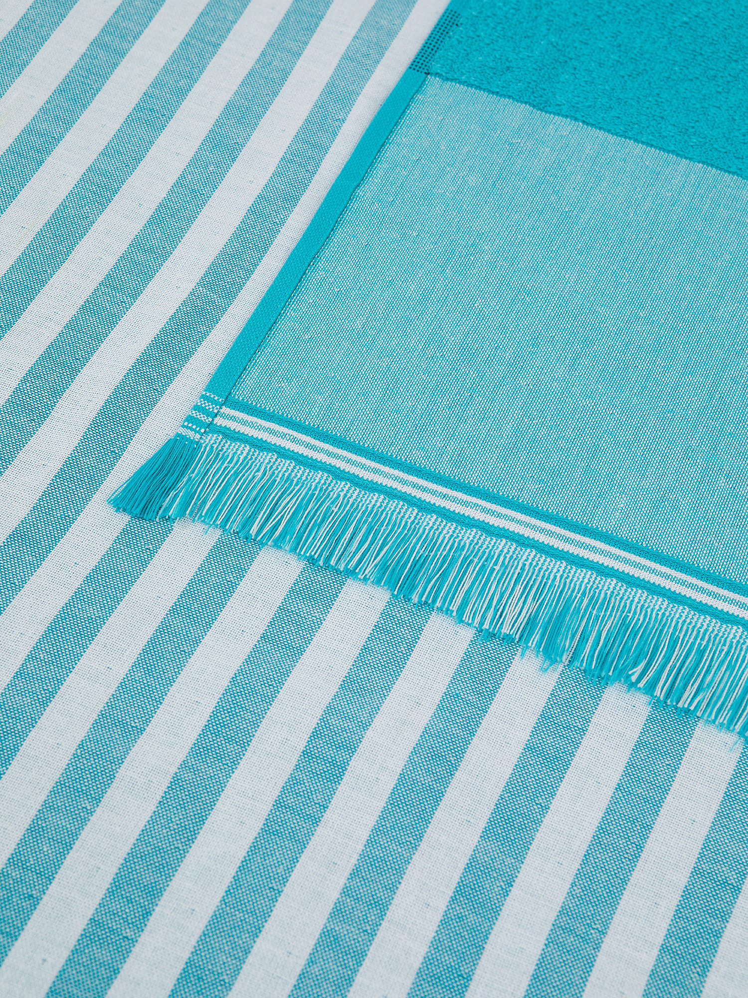 Pure cotton beach towel with striped pattern, Turquoise, large image number 1