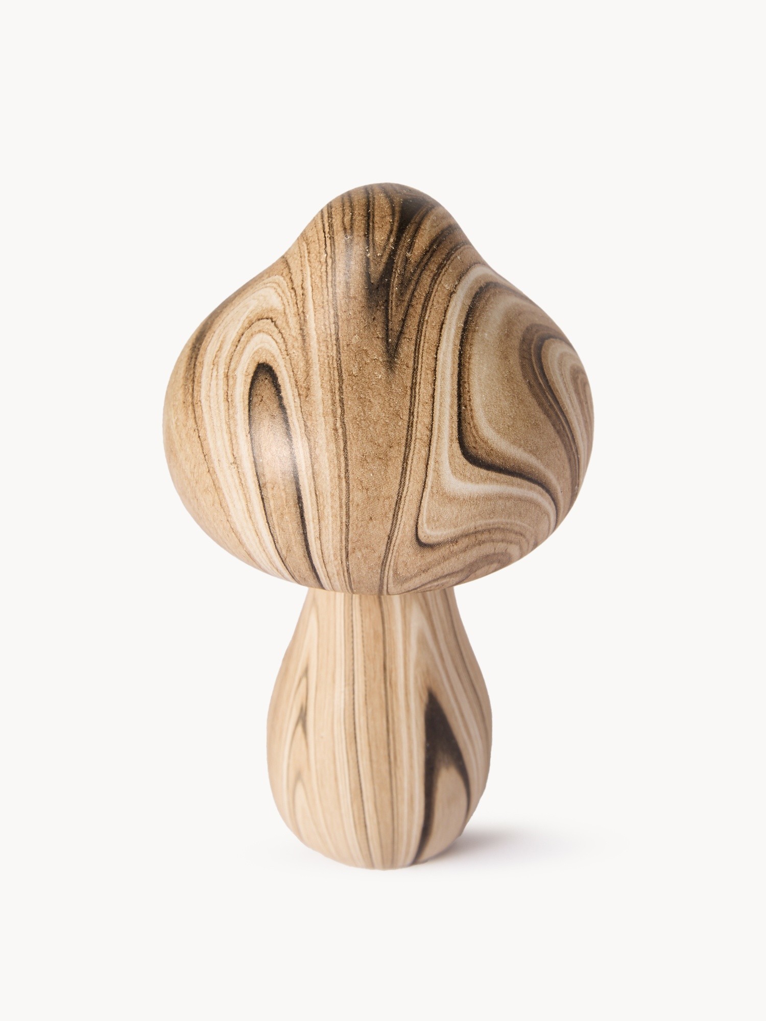 Marble-effect polyresin decorative mushroom, Brown, large image number 1