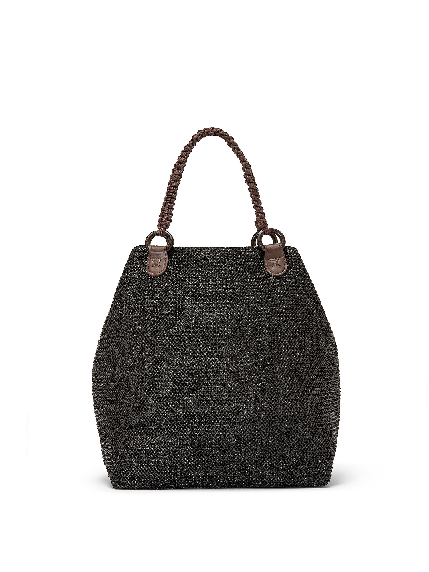 Straw-effect shopping bag, Black, large image number 0