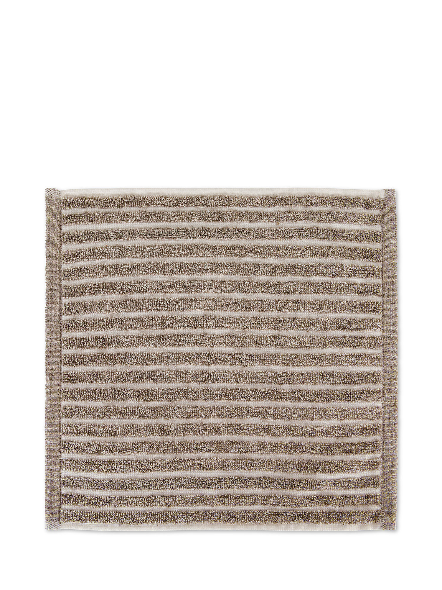 Asciugamano puro cotone a righe Thermae, Beige, large image number 1