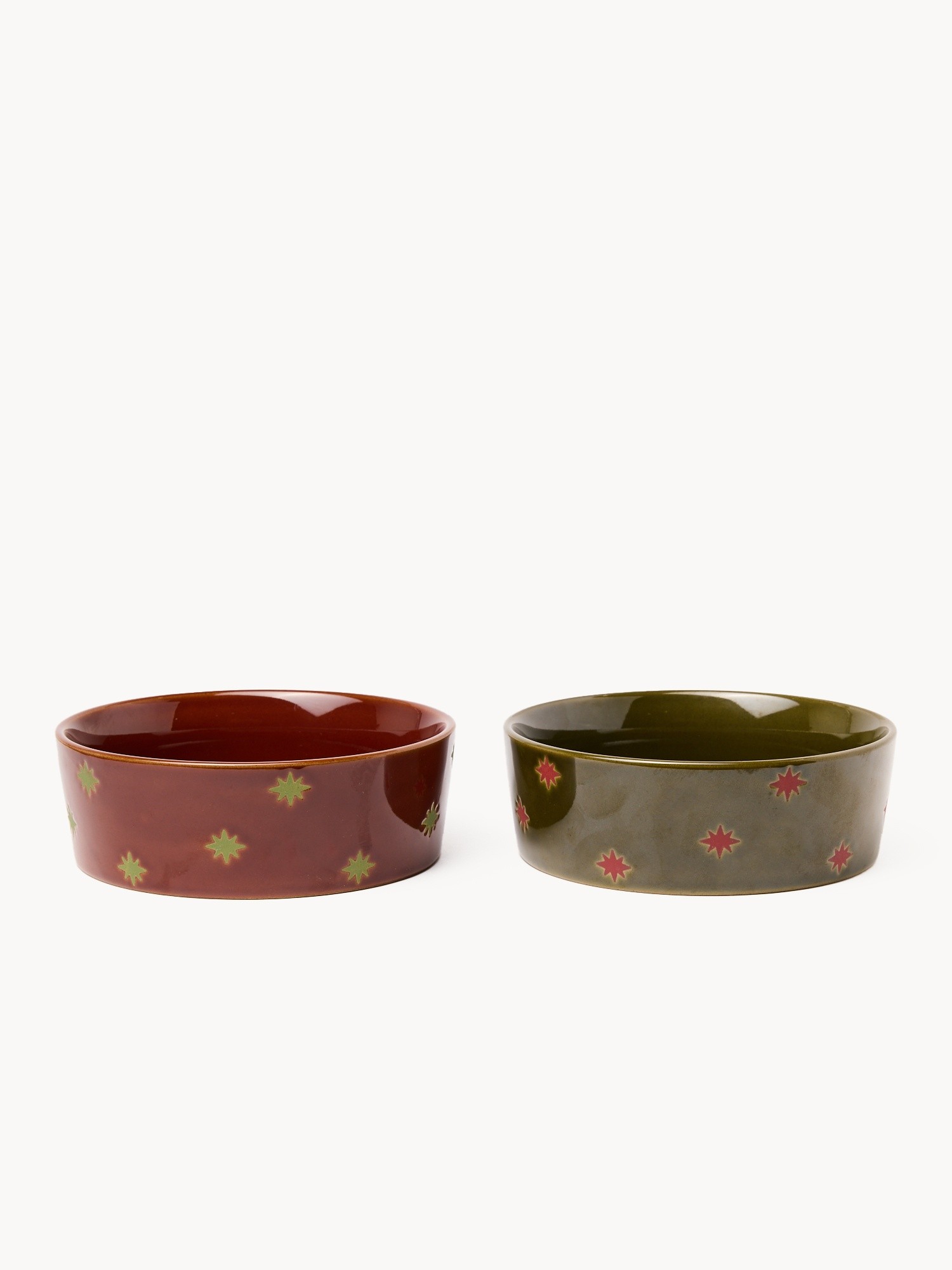 Ceramic pet bowl with "Merry Christmas" inscription, Marrone/Verde, large image number 0