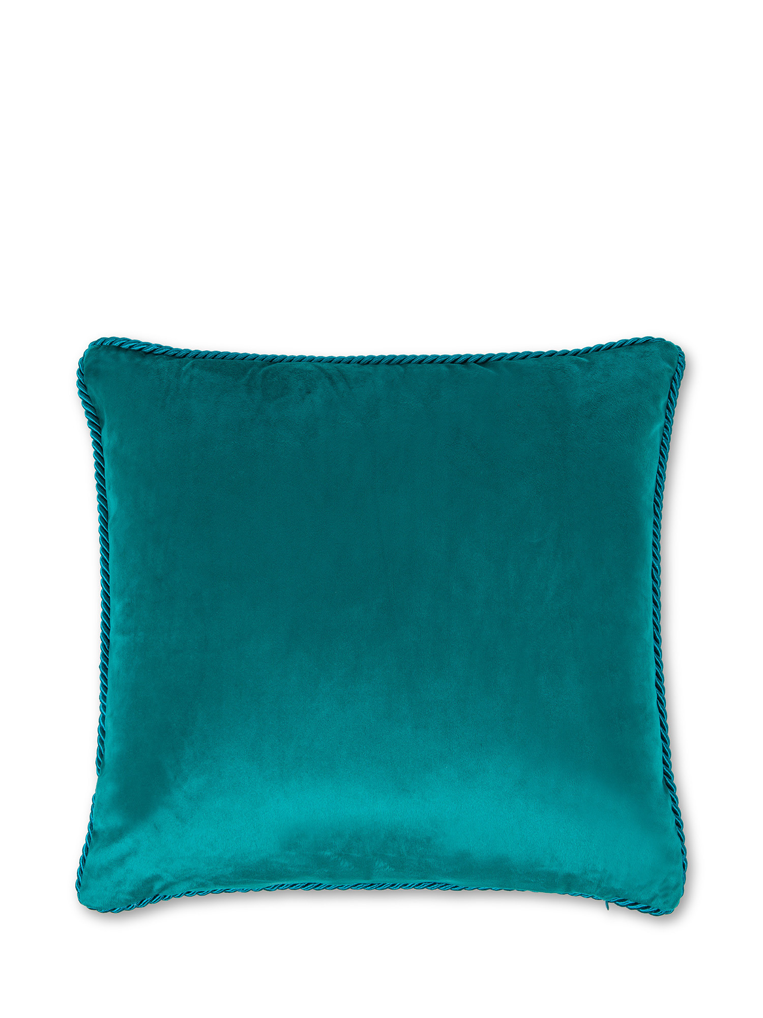 Solid color velvet cushion 45X45cm, Teal, large image number 1