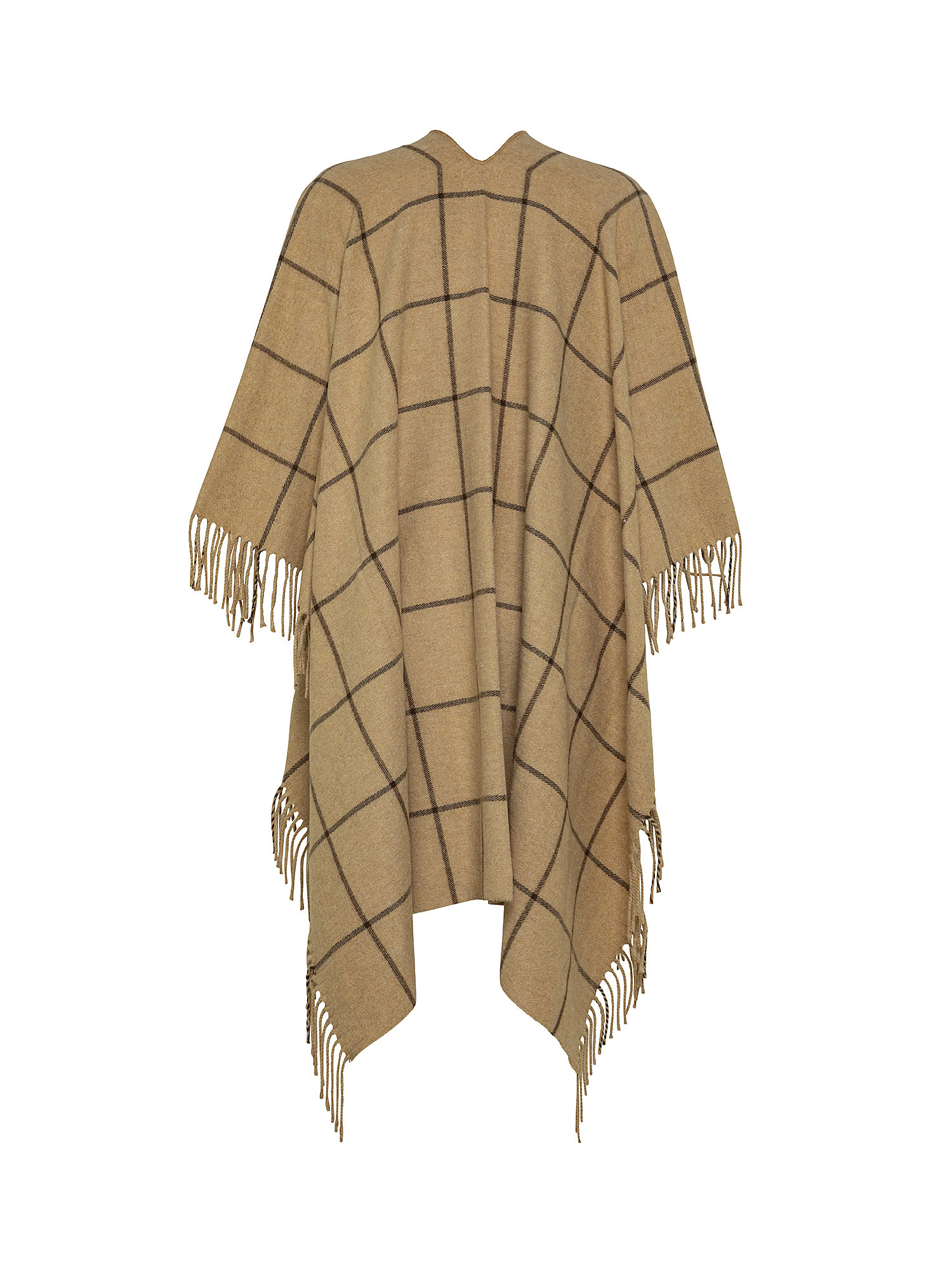 Two-tone poncho with window design, Beige, large image number 1