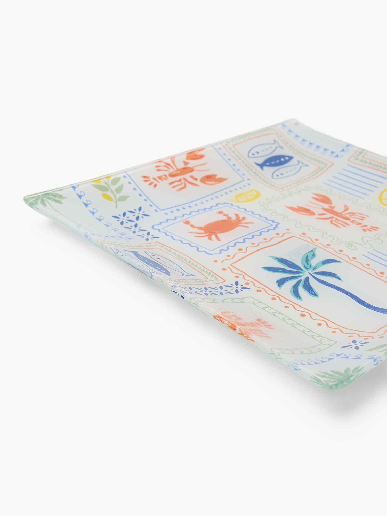 Glass plate with palm decoration - Introductory price, Multicolor, large image number 1
