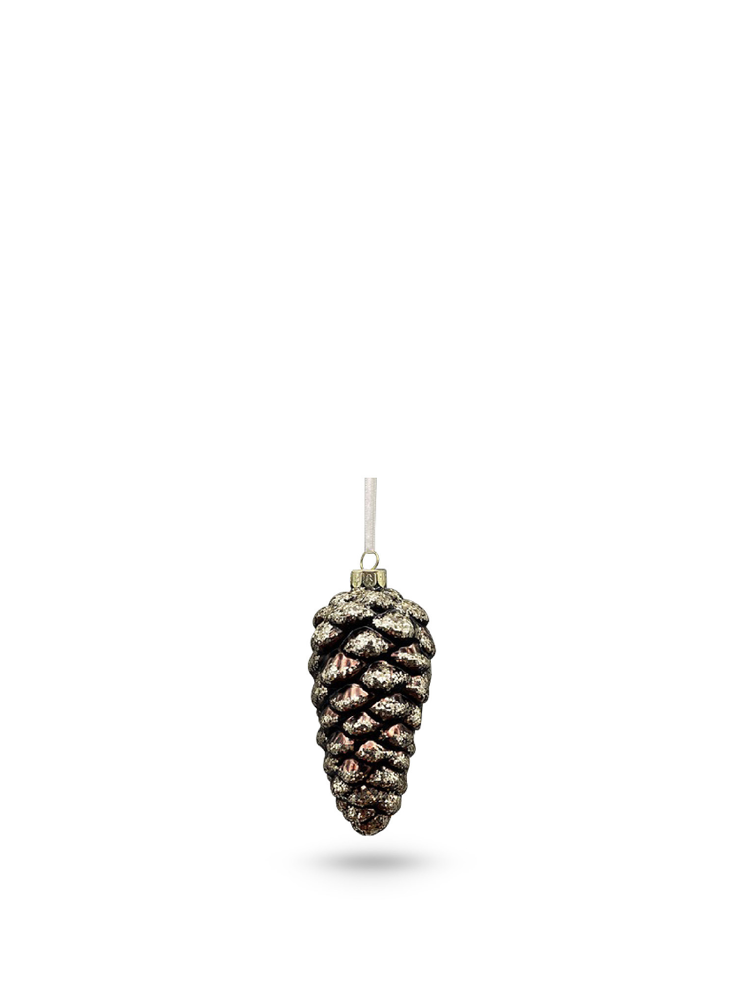 Pine cone tree decoration in hand-decorated glass, Gold, large image number 0