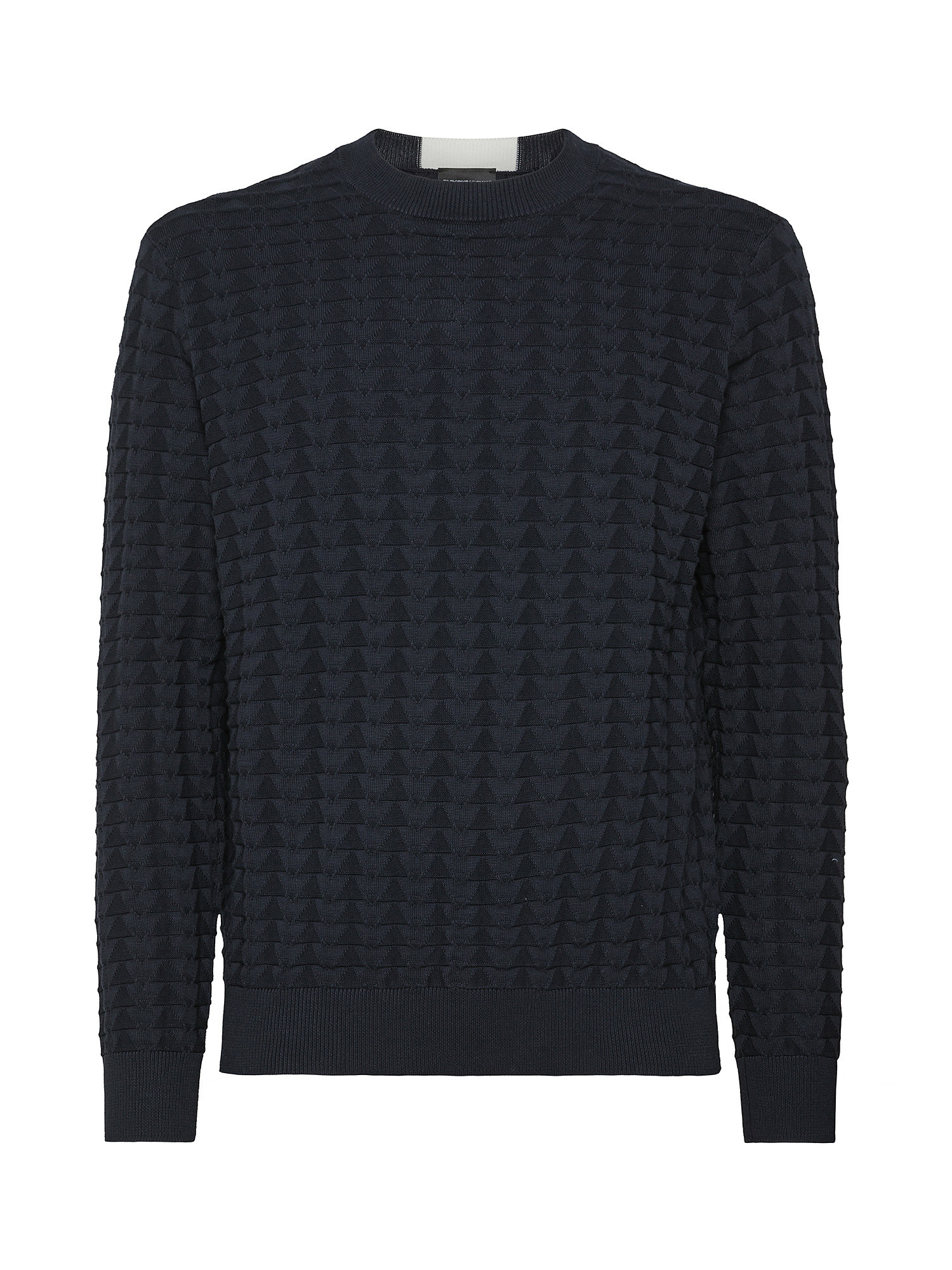 Emporio Armani - Pullover in cotone lavorato a maglia, Blu scuro, large image number 0