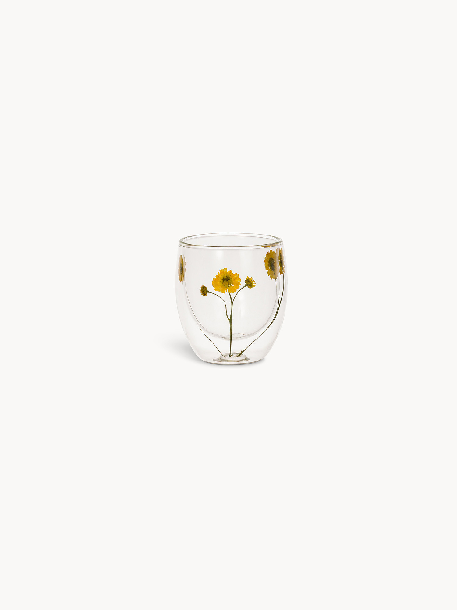 Bicchiere in vetro borosilicato doppio con fiori, Trasparente, large image number 0