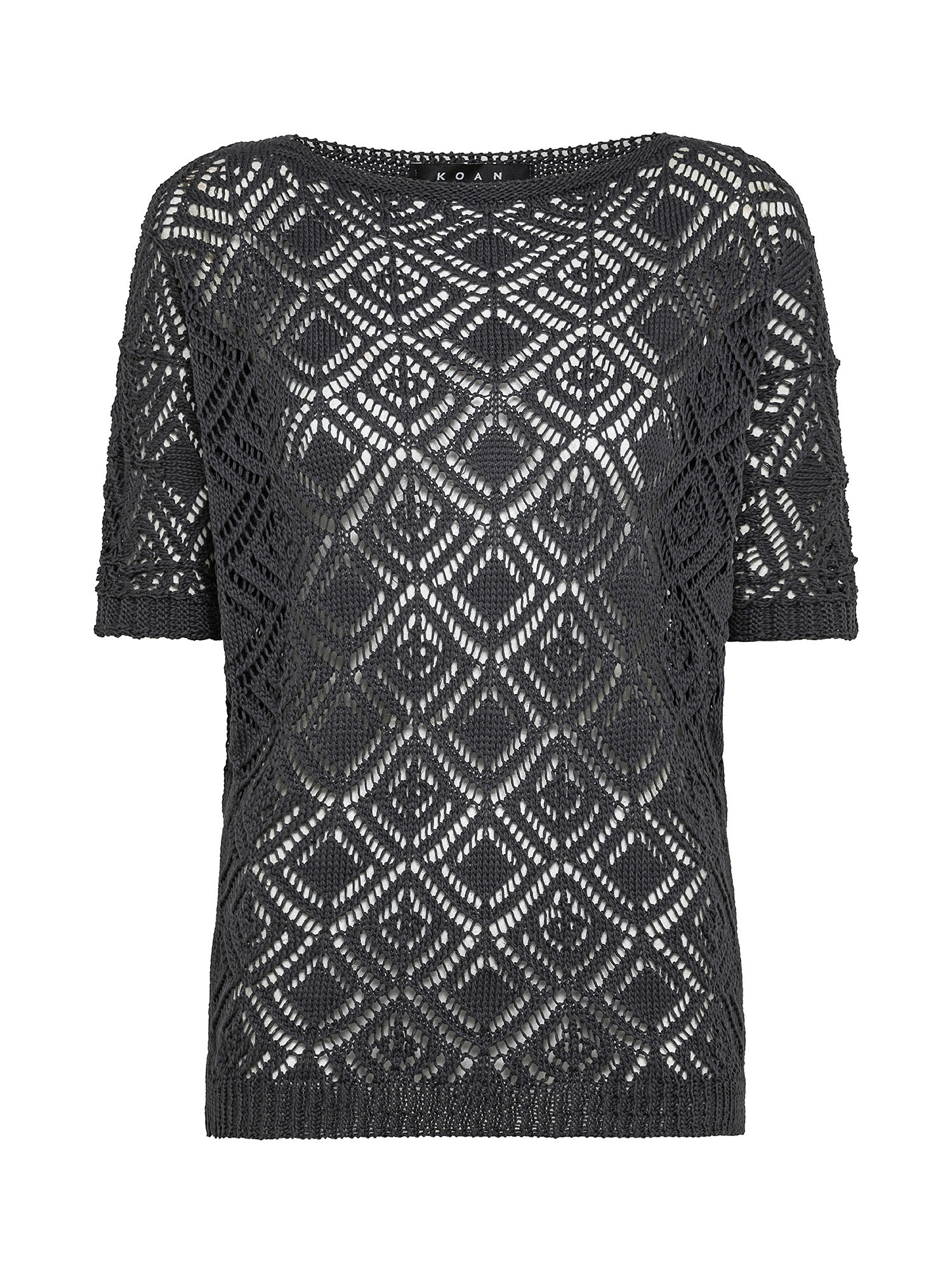 Patterned stitch kimono sweater, Black, large image number 0