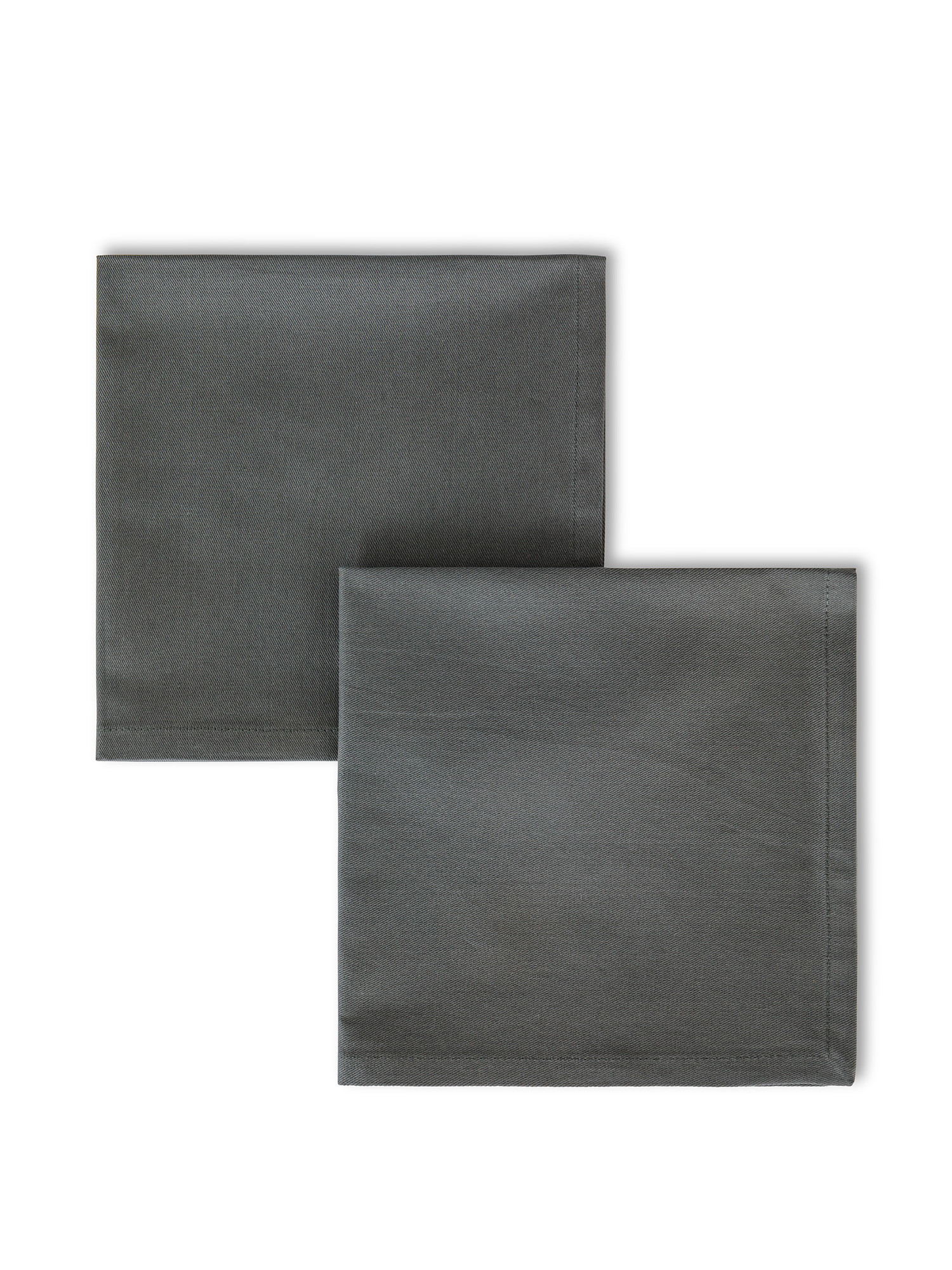Set of 2 solid color cotton twill napkins, Grey, large image number 0