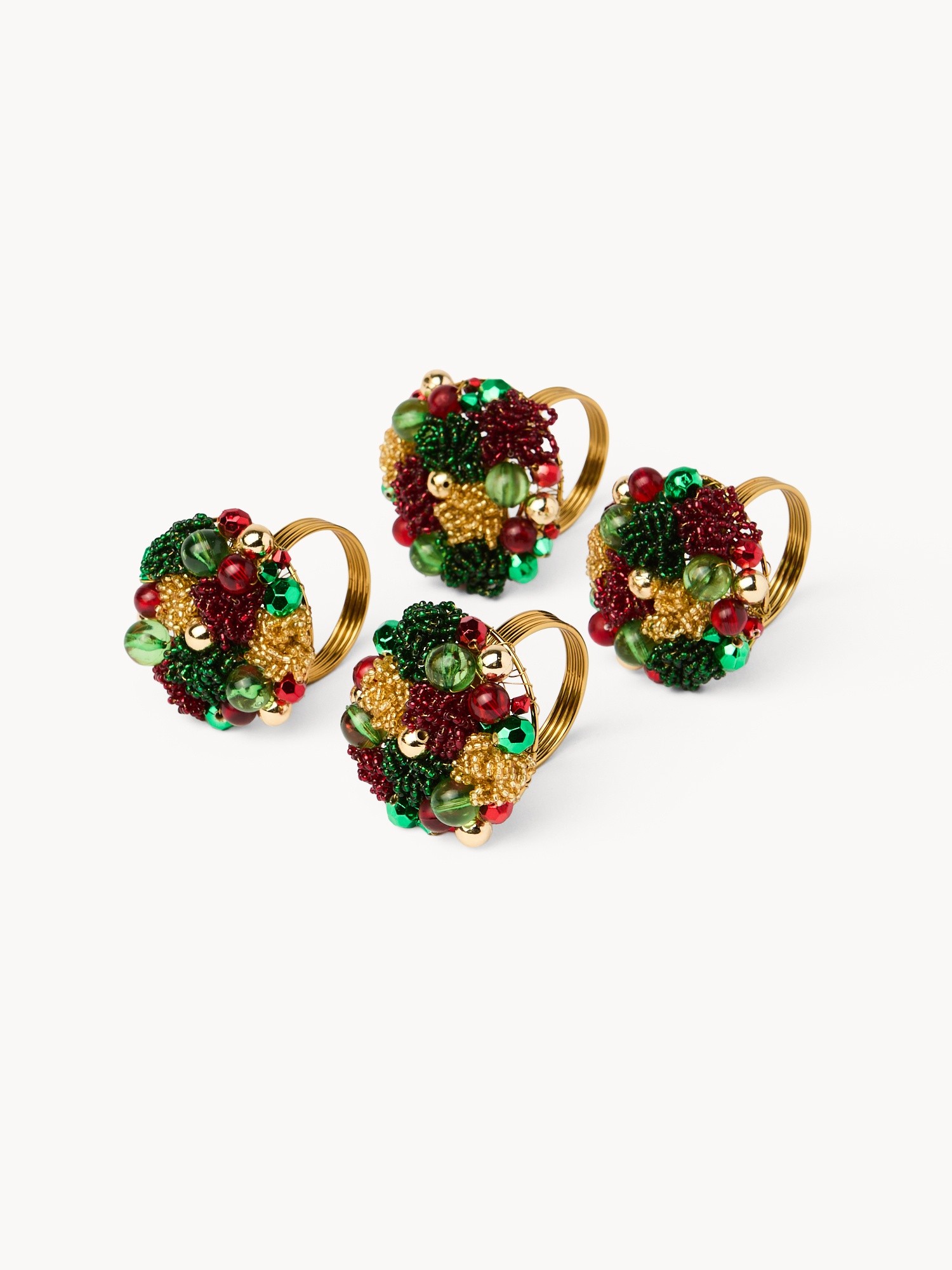 Set 4 portatovaglioli con perline, Multicolor, large image number 0