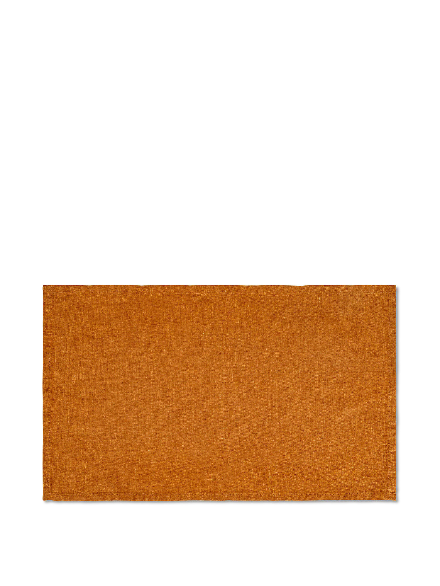 Solid color pure washed linen placemat, Dark Yellow, large image number 0