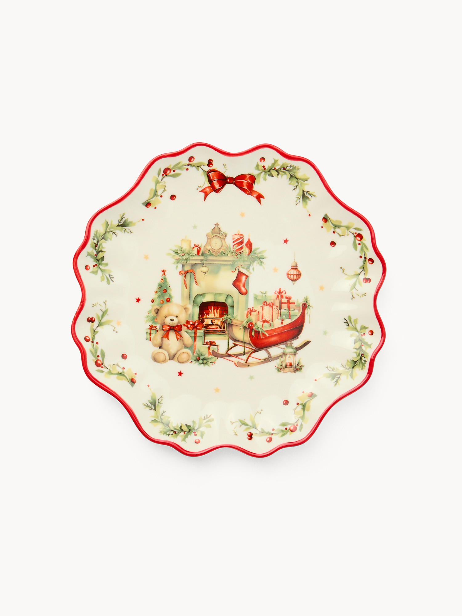 Piattino pane in porcellana Natale vintage, Bianco, large image number 0