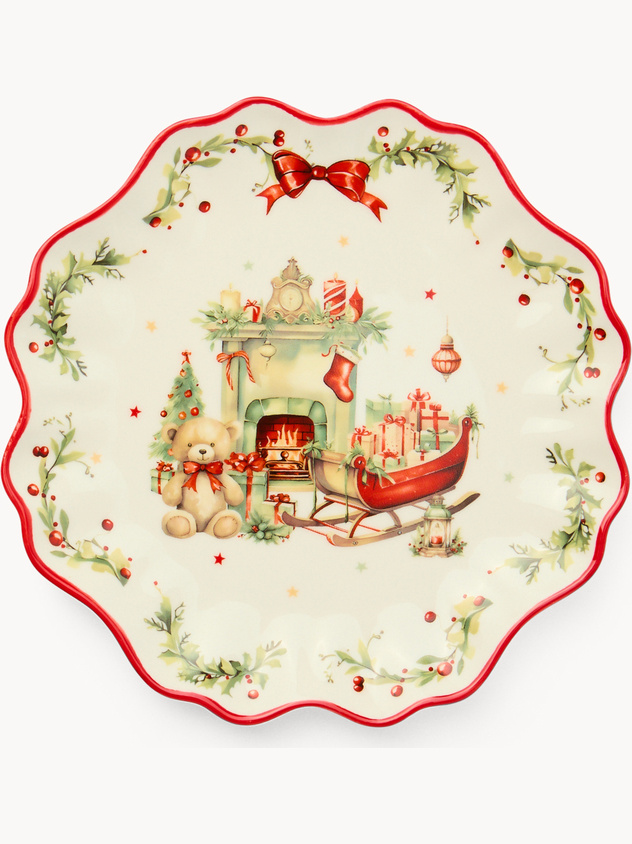 Vintage Christmas porcelain bread plate