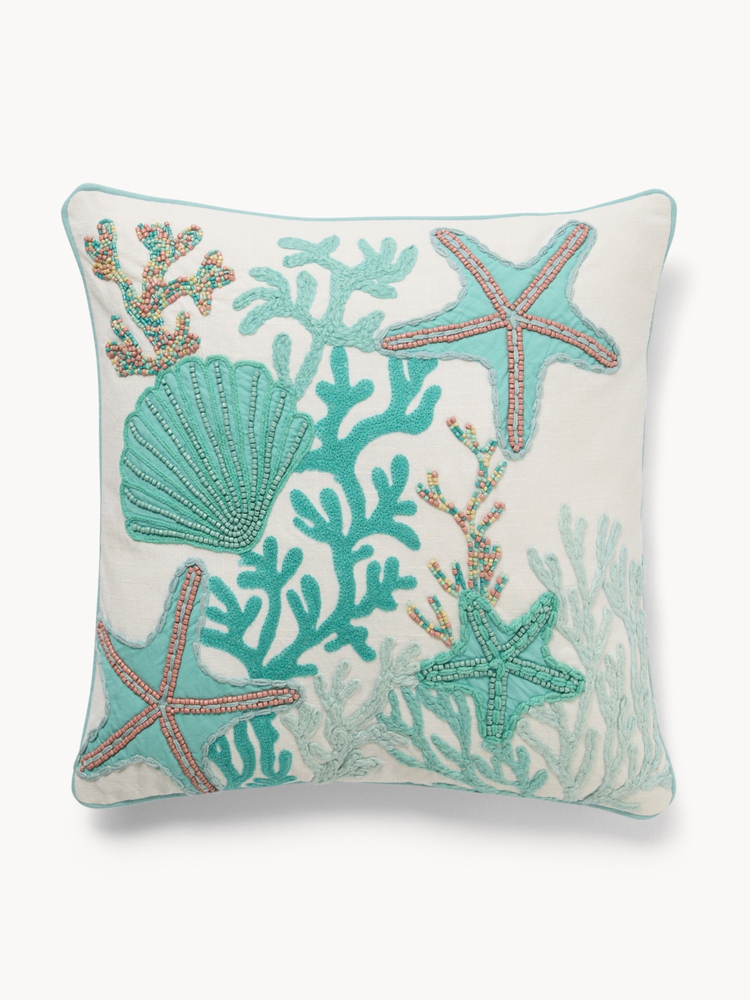 Embroidered Marine Cotton Cushion 45x45cm - Introductory Price, Multicolor, large image number 0