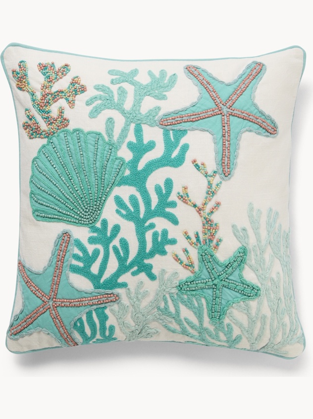 Embroidered Marine Cotton Cushion 45x45cm - Introductory Price