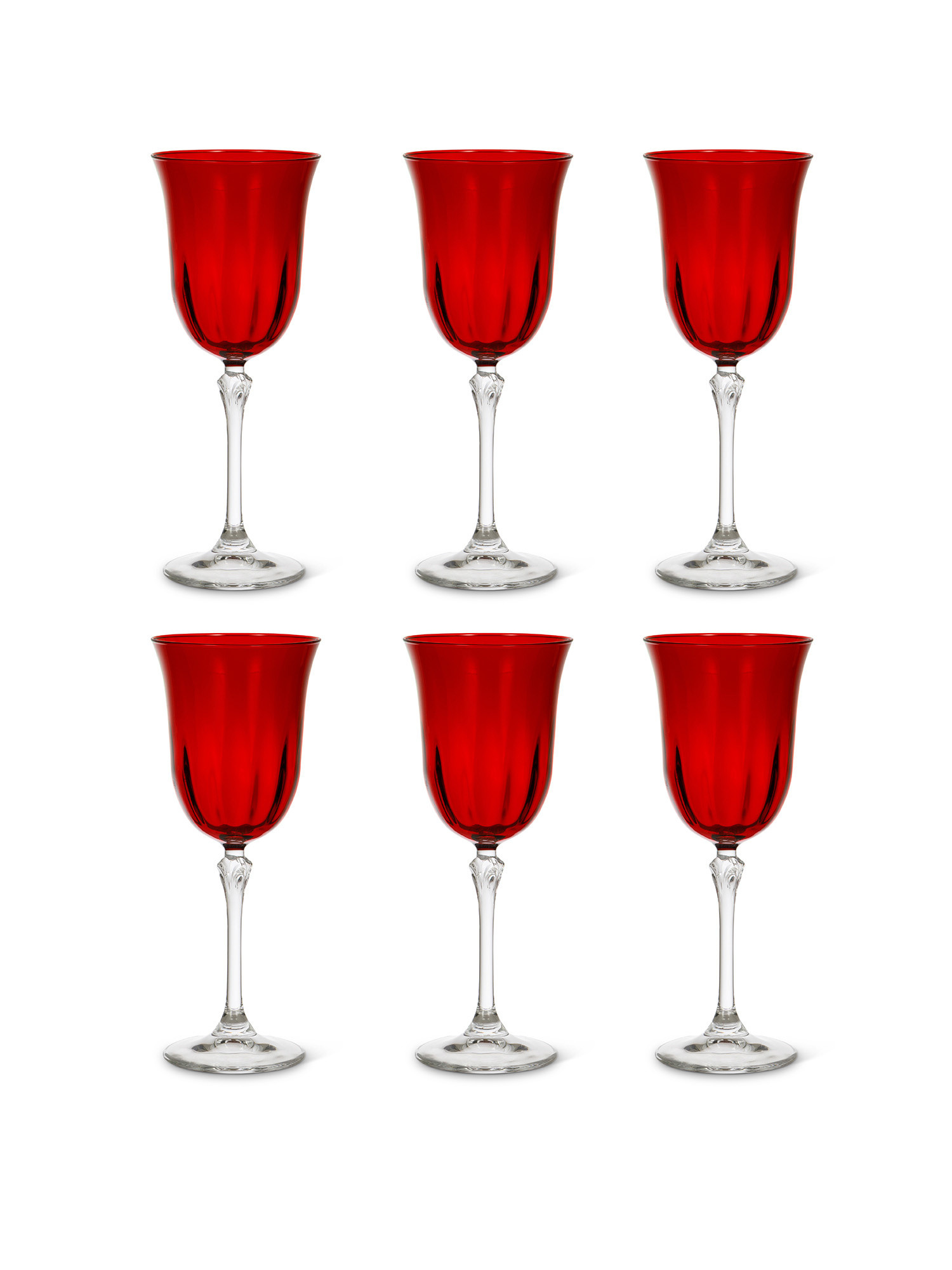 Set 6 calici acqua rossi, Rosso, large image number 0
