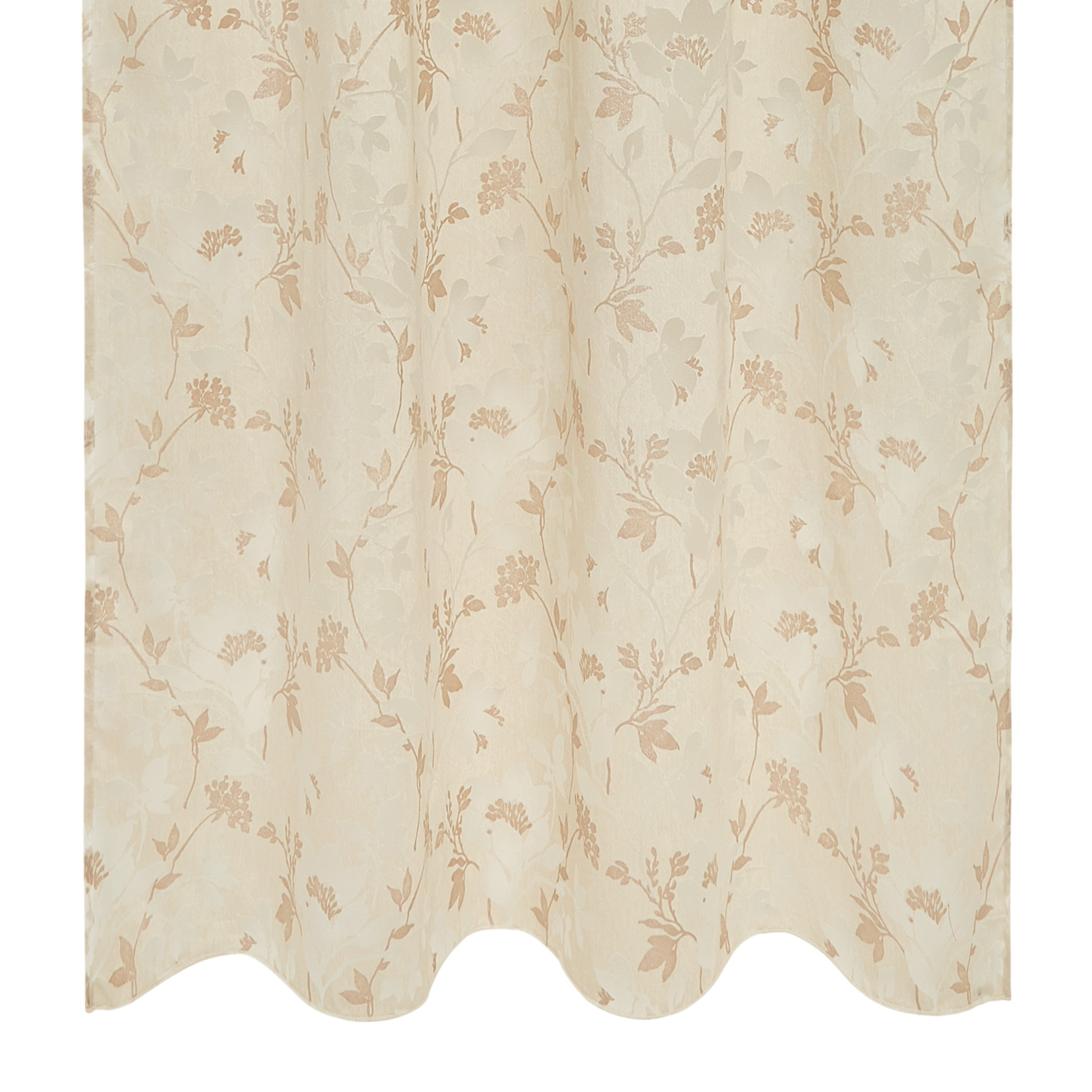 Leaf motif curtain with hidden loops, Hazelnut Brown, large image number 1