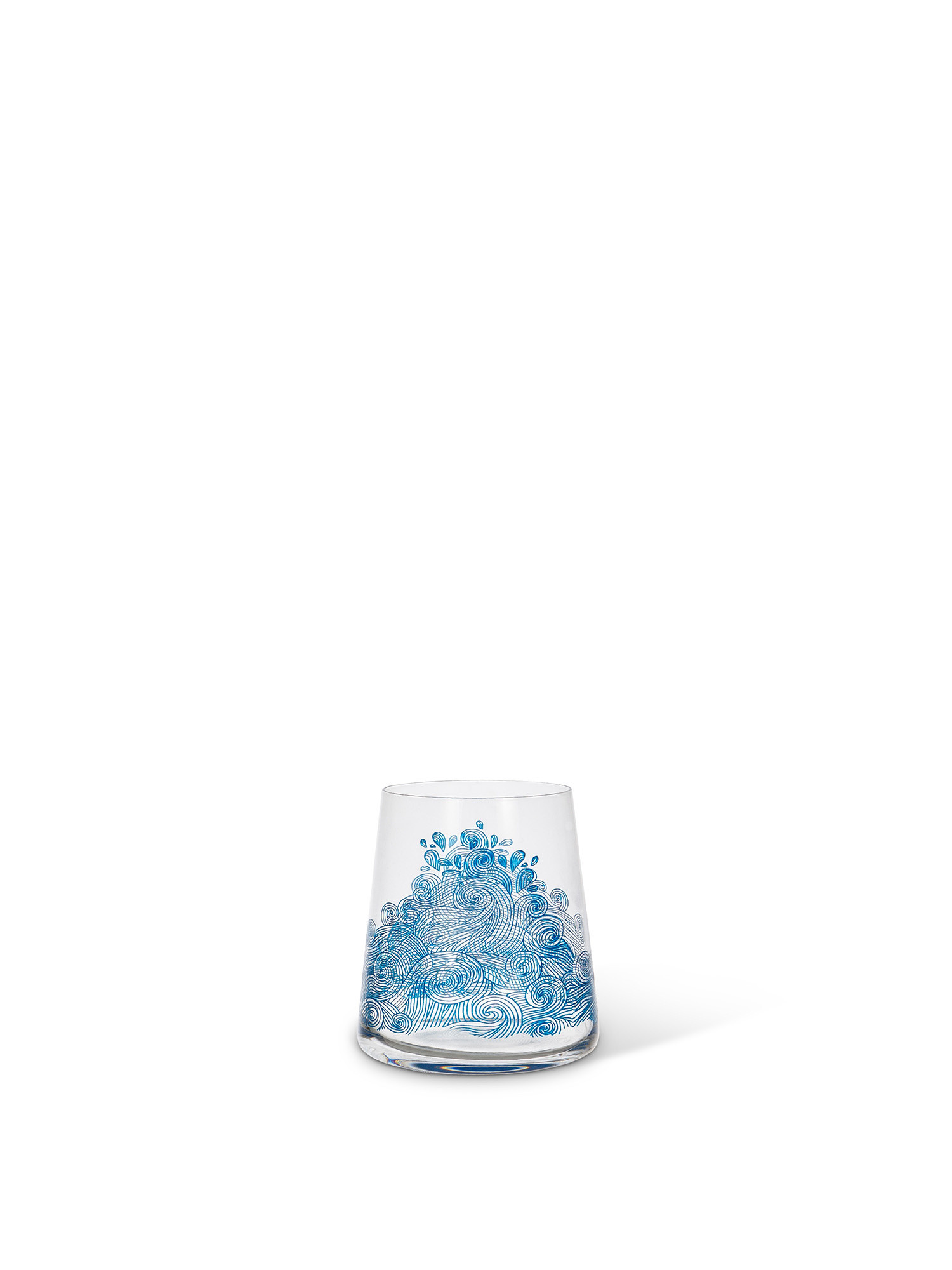 Bicchiere con onde blu, Trasparente, large image number 0