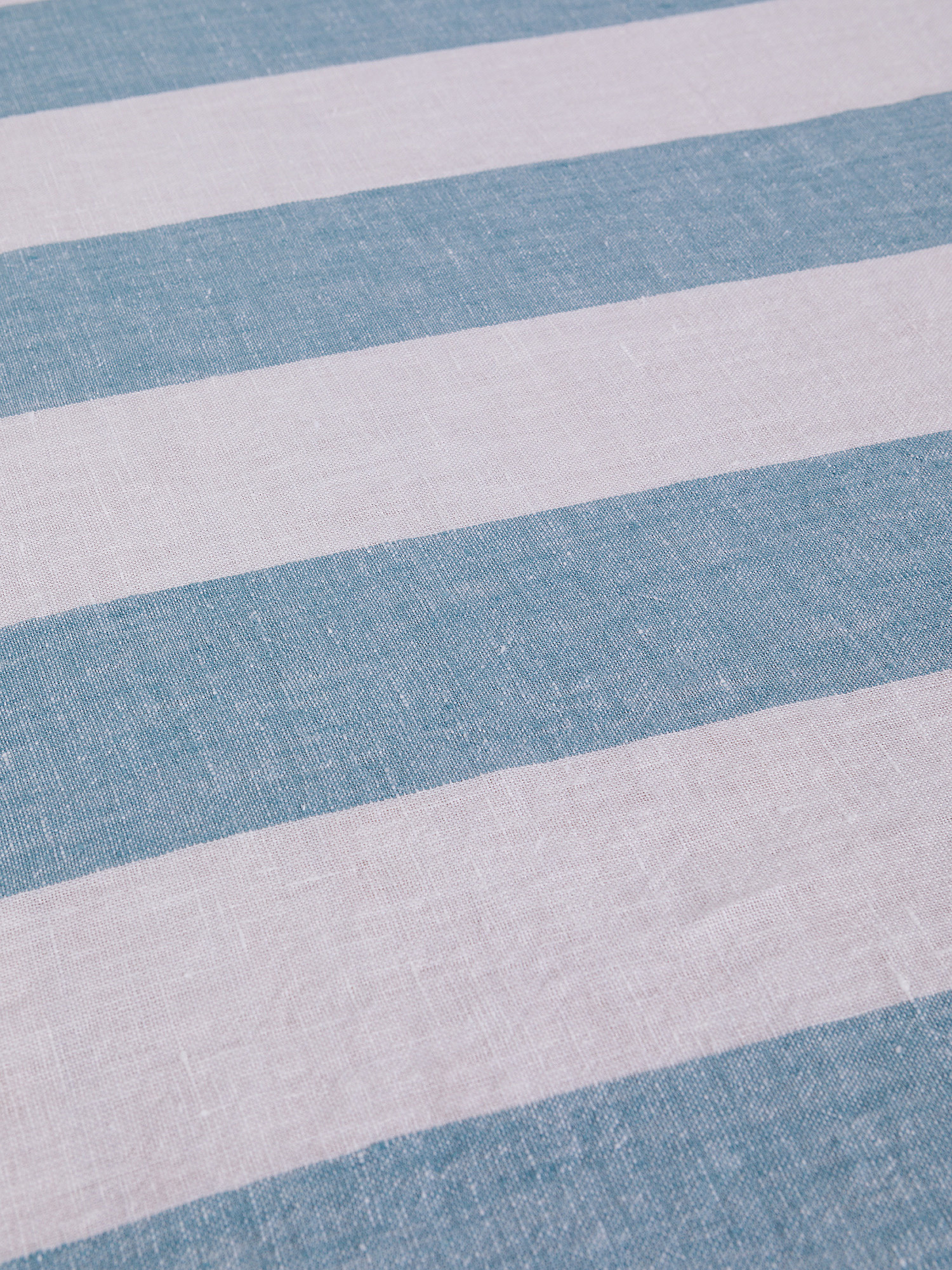 Tovaglia rotonda puro lino lavato a righe, Azzurro, large image number 1