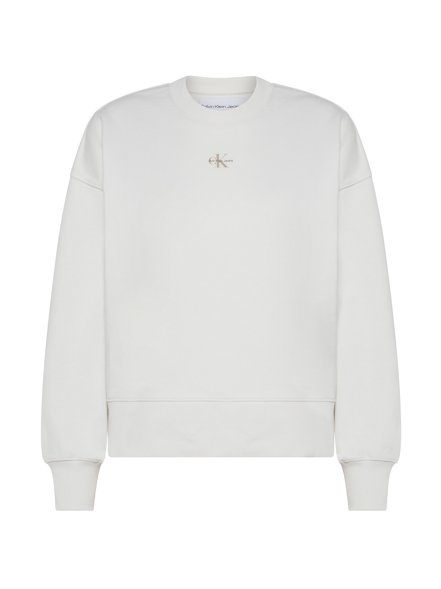 Calvin Klein Jeans - Felpa in cotone con logo, Bianco avorio, large image number 0