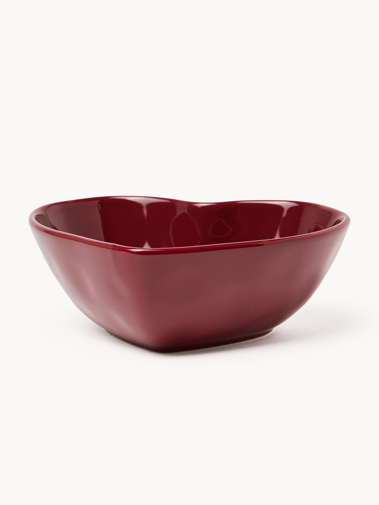 Coppetta in ceramica a forma di cuore, Rosso Bordeaux, large image number 0