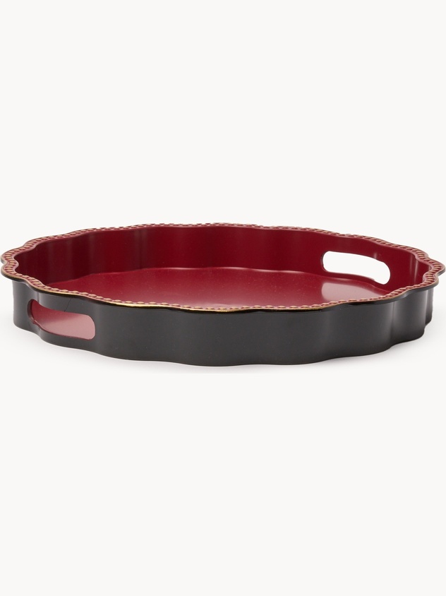 Red and Black Round Tray