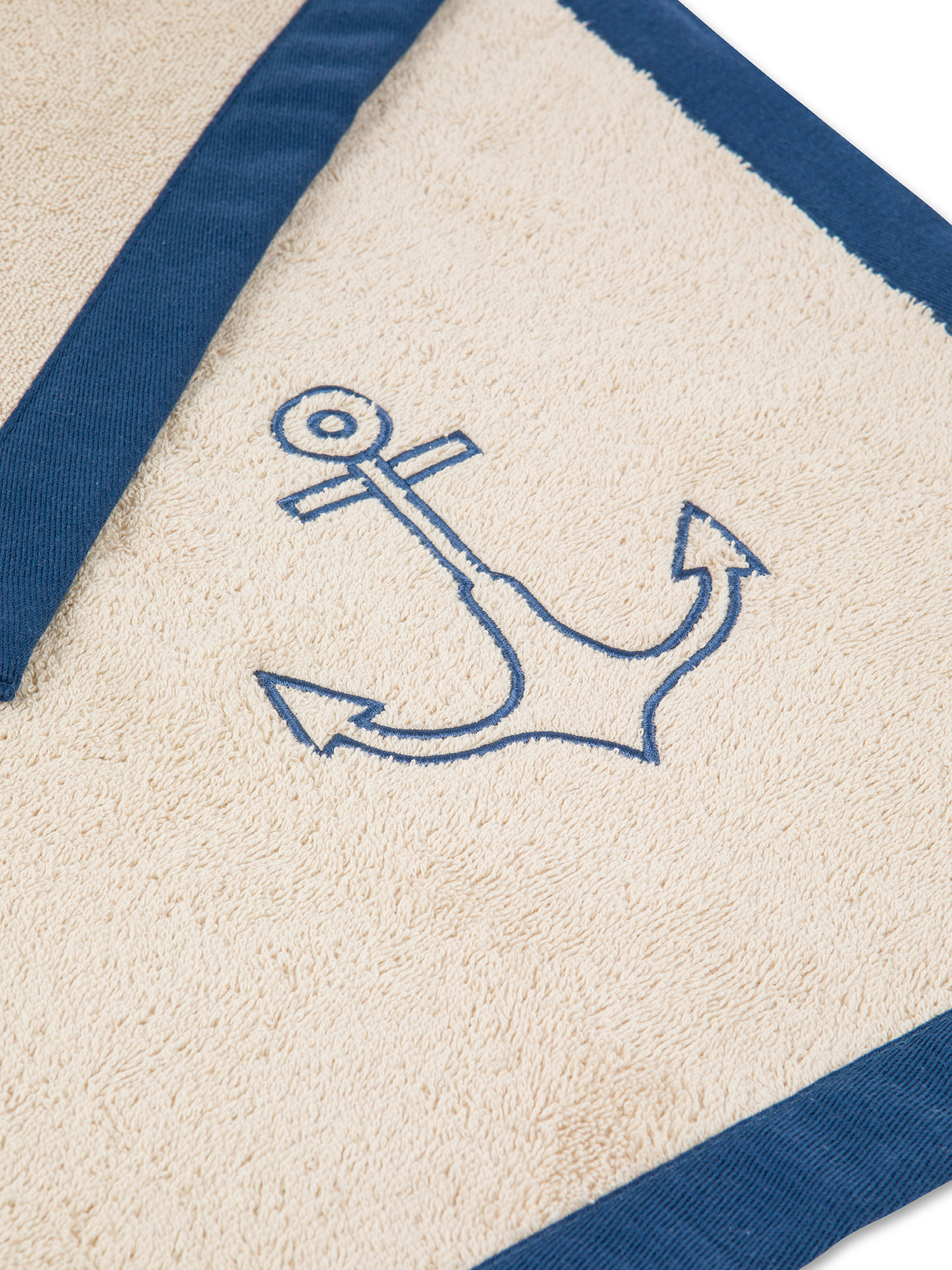 Cotton terry beach towel with anchor embroidery, Beige, large image number 1